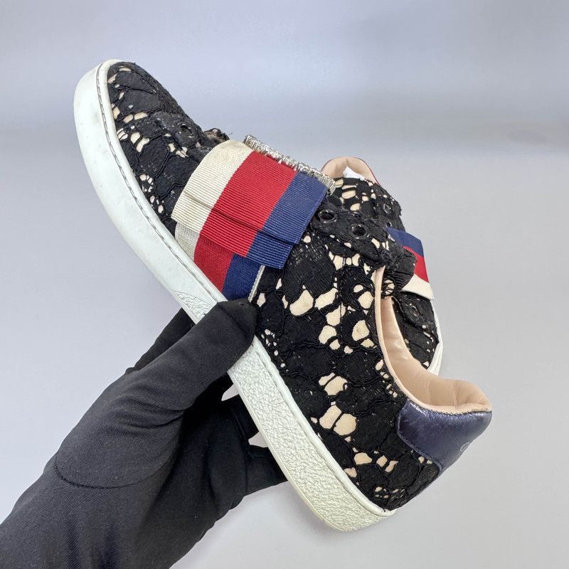Gucci Gucci Lace-Trimmed Ace Low-Top Fashion Sneakers -2508 Size US 5 / IT 35 - 6 Thumbnail