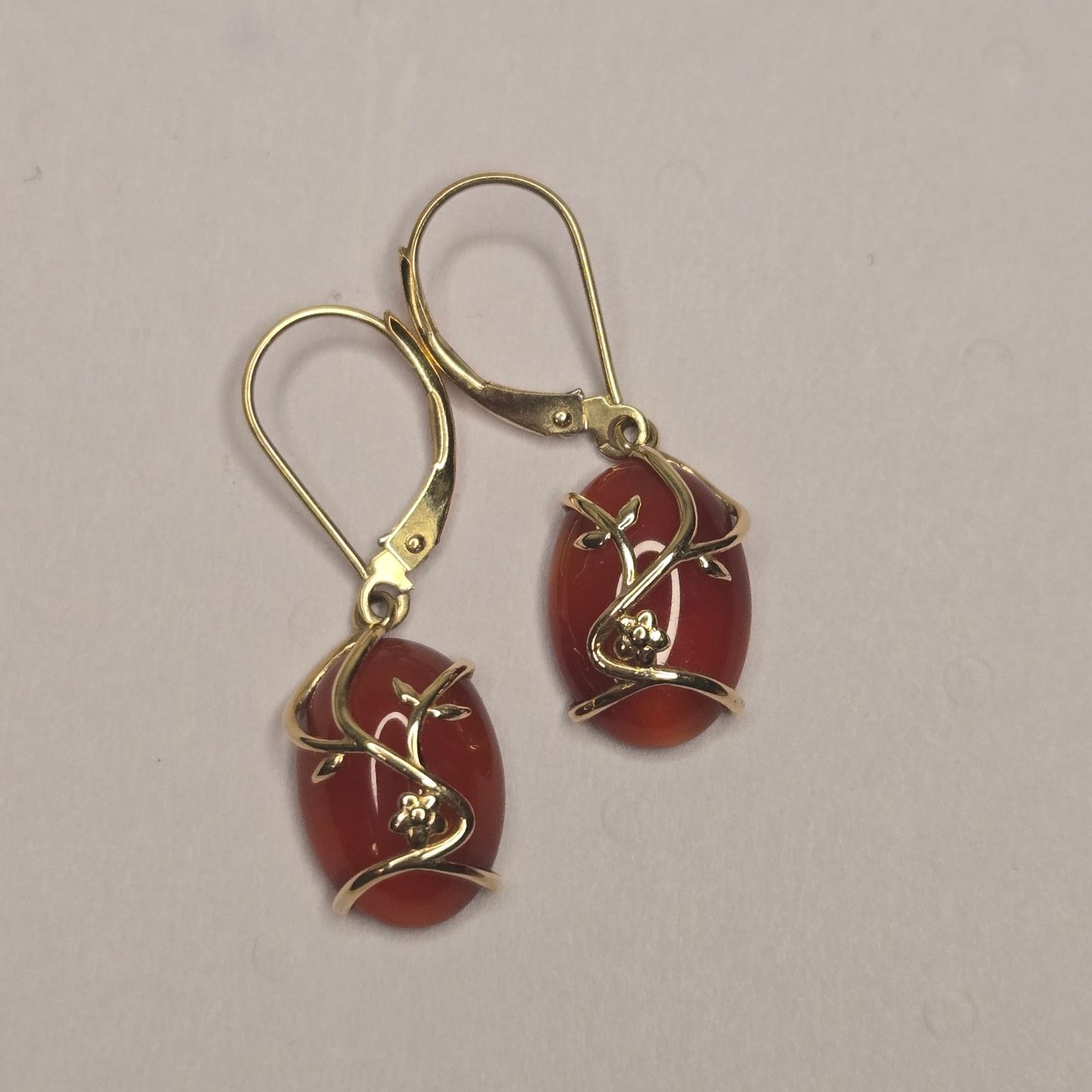 Vintage Vintage 14K Gold Carnelian Agate Dangle Earrings Statement Size ONE SIZE - 10 Thumbnail