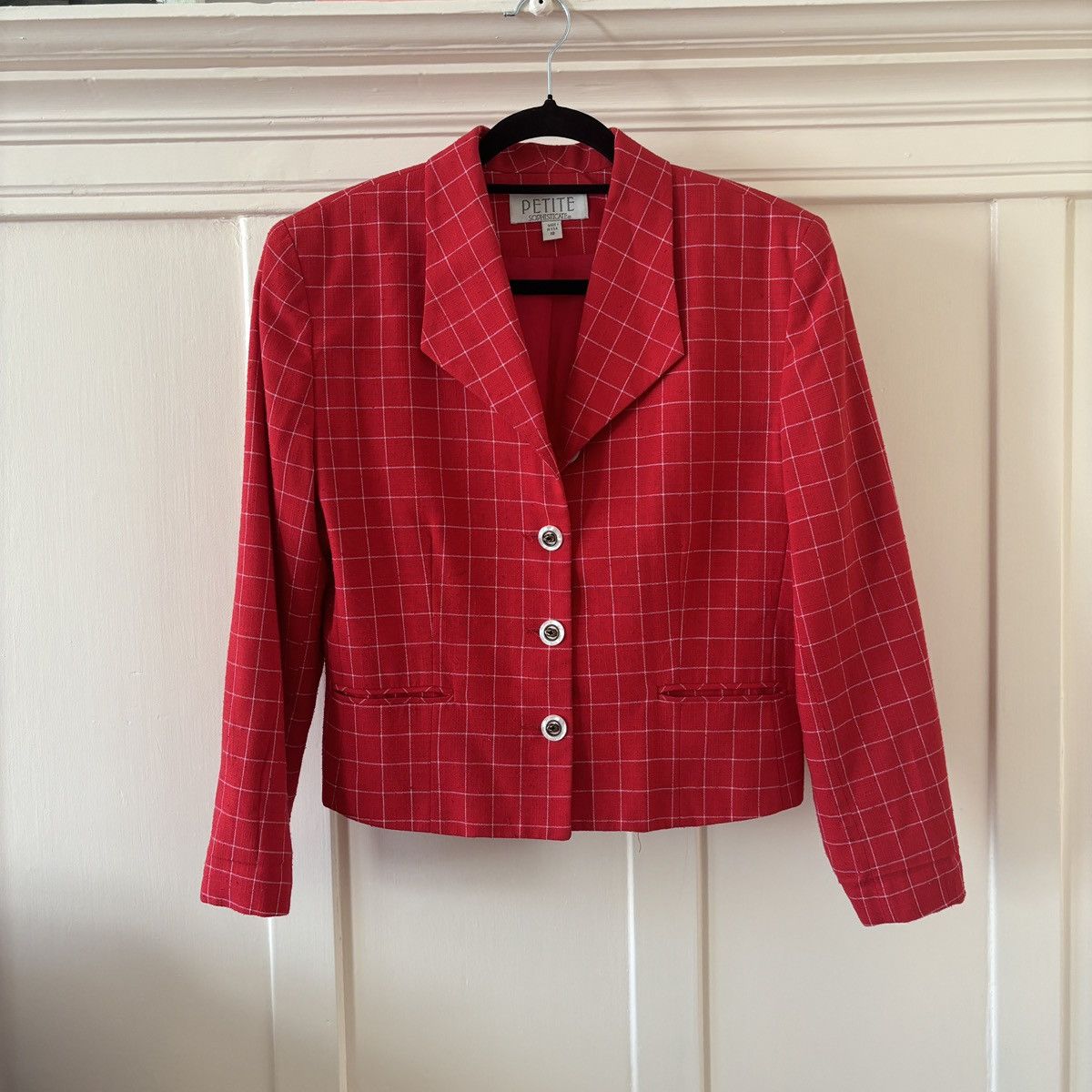 Vintage 90s Vintage Red Cropped Blazer Petite Sophisticates MEDIUM Size L / US 10 / IT 46 - 1 Thumbnail