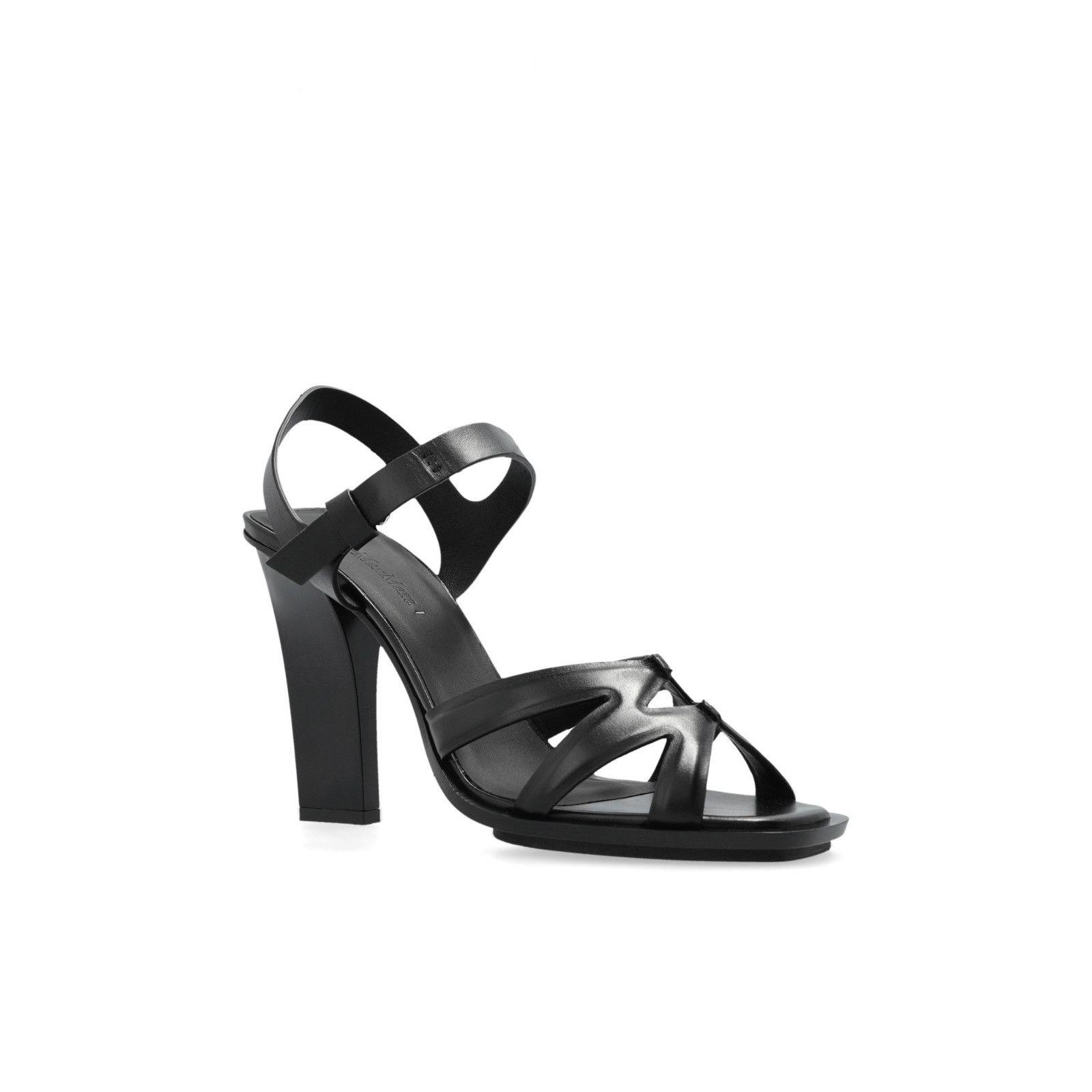 MAX MARA Double High Black Leather 120mm Heel Sandals New &