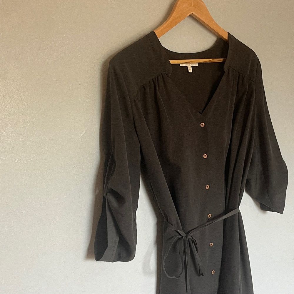 Anthropologie Anthropologie Button Detail Wrap Front Dress Green Large Size L / US 10 / IT 46 - 4 Thumbnail