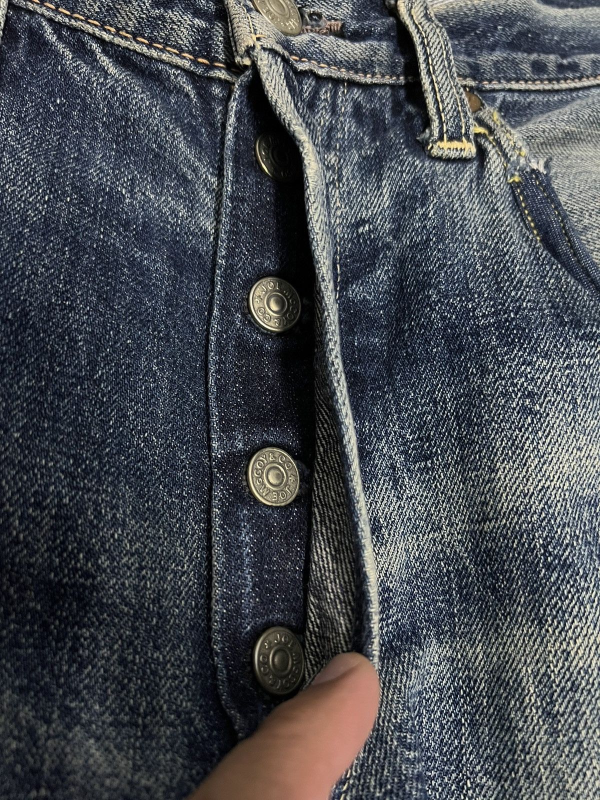 The Real McCoy's VINTAGE JOE MCCOY & CO LOT 906 DISTRESSED SELVEDGE JEANS Size US 32 / EU 48 - 11 Thumbnail