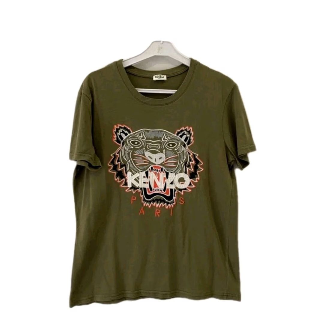 Kenzo KENZO Paris Tiger Head Embroidered T-Shirt Olive Green Men’s Large L Size US L / EU 52-54 / 3 - 2 Thumbnail