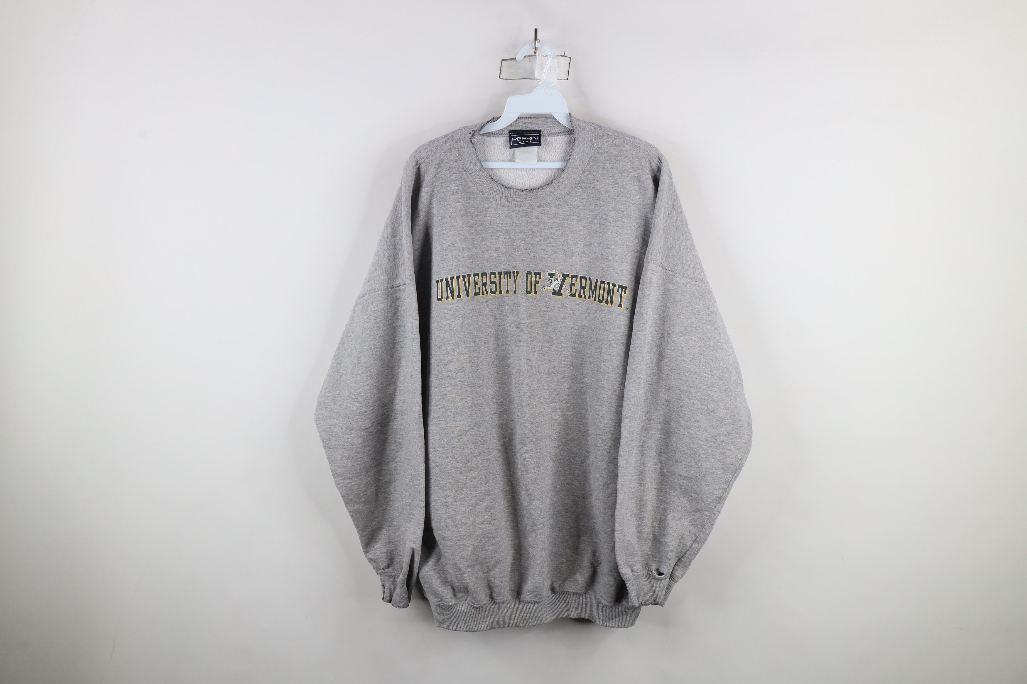 Vintage Vintage 90s Spell Out University of Vermont Sweatshirt Gray Size US XXL / EU 58 / 5 - 1 Thumbnail