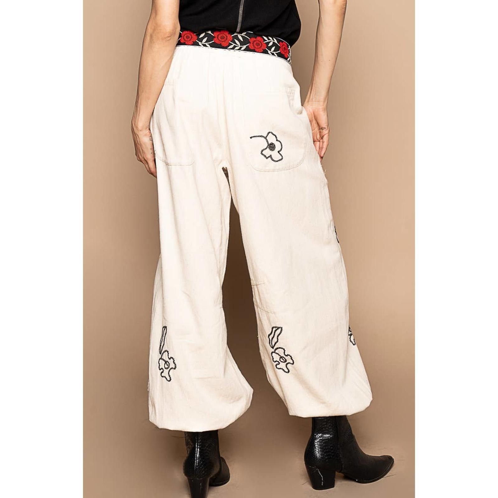 Other Floral Embroidered Pattern Solid Twill Jogger Pants by POL Size 28" / US 6 / IT 42 - 9 Thumbnail