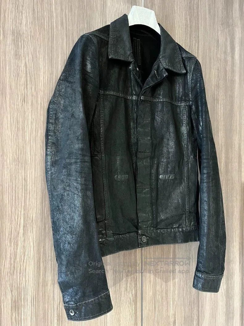 Rick Owens Rick Owens Exploded wax coated lapel denim jacket. Size US S / EU 44-46 / 1 - 6 Thumbnail