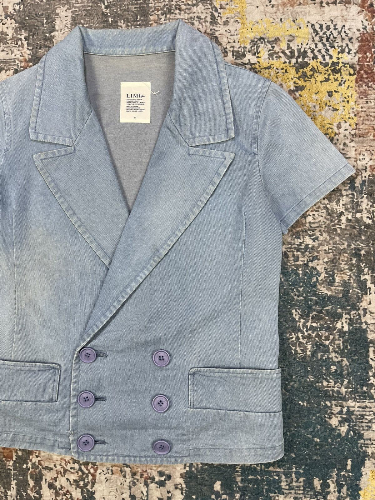 Limi Feu LIMI feu Cotton Crop Double Breasted Denim Jacket Size S / US 4 / IT 40 - 4 Thumbnail