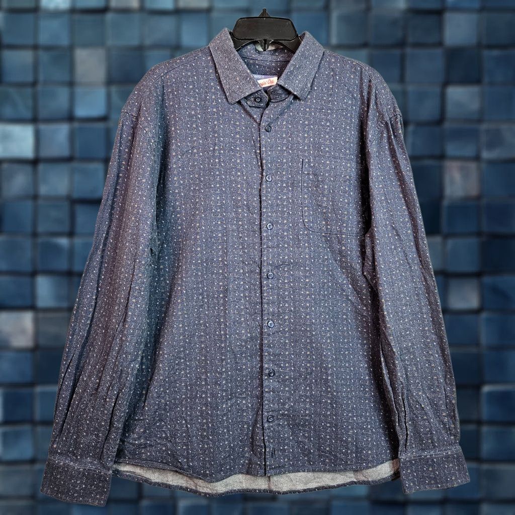 johnnie-O VINTAGE Johnnie-O Hangin' Out Men's Pappas Printed Button Up Long Sleeve Shirt XL Blue Cotton Regular Mens Size US XL / EU 56 / 4 - 1 Thumbnail