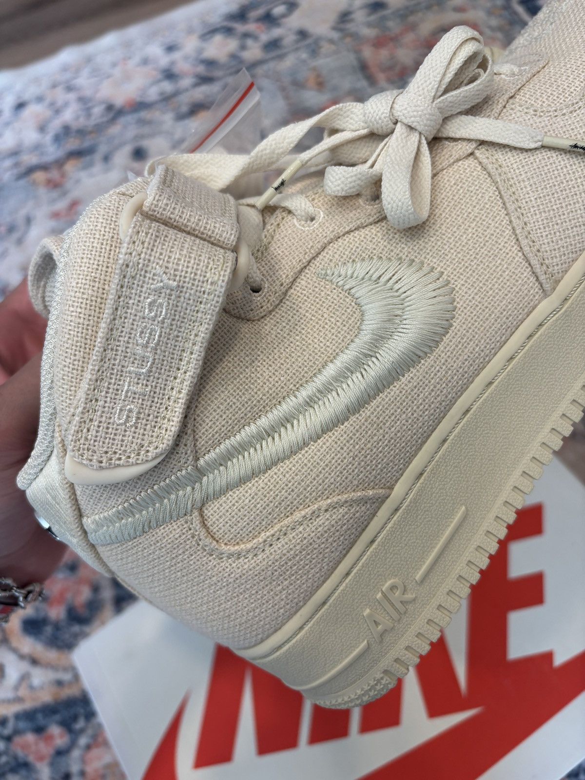 Nike × Stussy Nike Air Force 1 Mid Stussy Fossil 2022 Size US 11.5 / EU 44-45 - 4 Thumbnail
