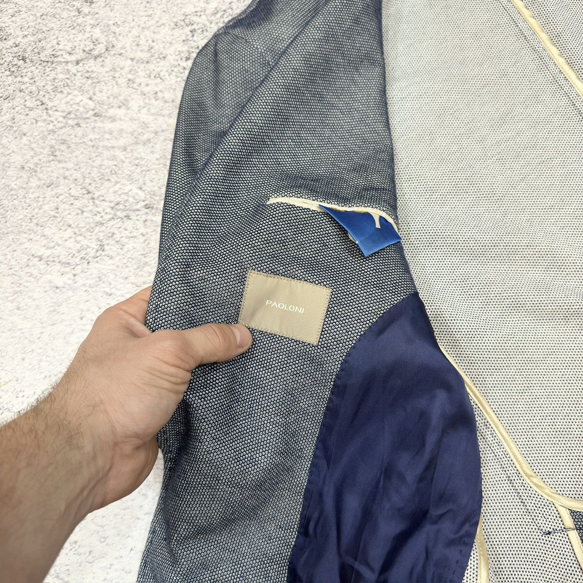 Designer × Paoloni Paoloni Mens Light Blue Jersey Jacket Blazer 52 size Size 52R - 12 Thumbnail