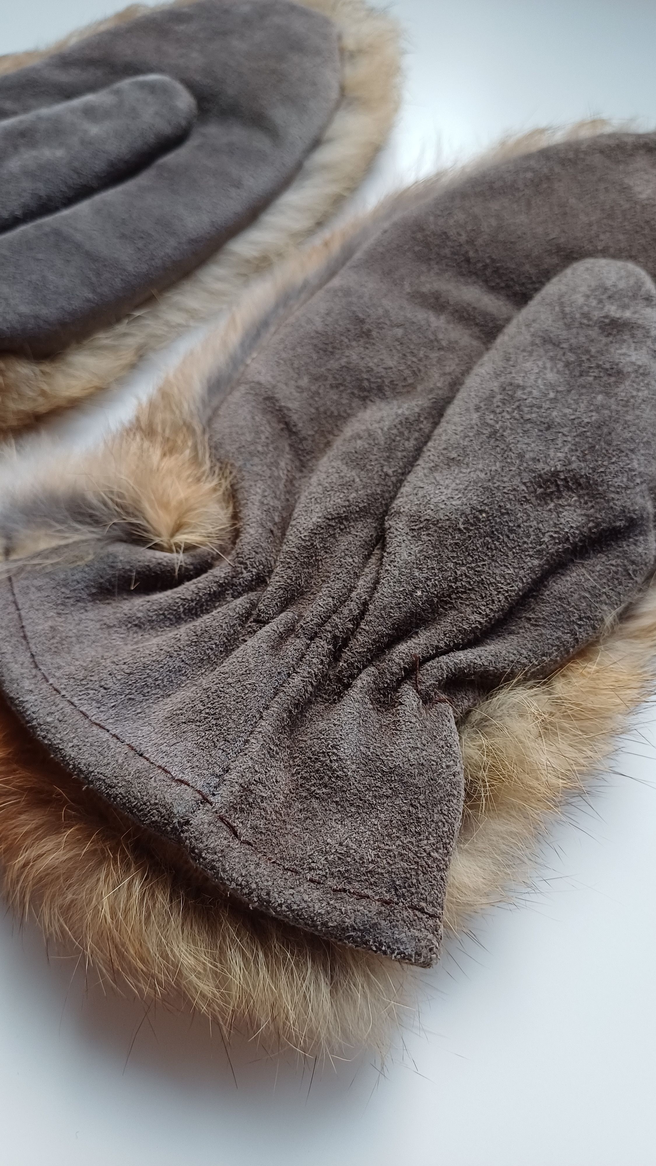 Vintage Beautiful gloves made of rabbit fur size S Size ONE SIZE - 3 Thumbnail