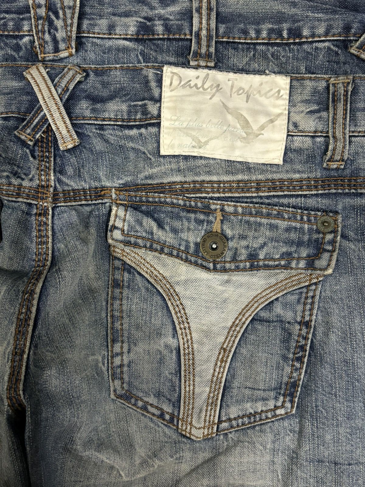 Beauty Beast Japanese Brand Double Waist Cracked Mud Wash Baggy Jeans Size US 34 / EU 50 - 10 Thumbnail
