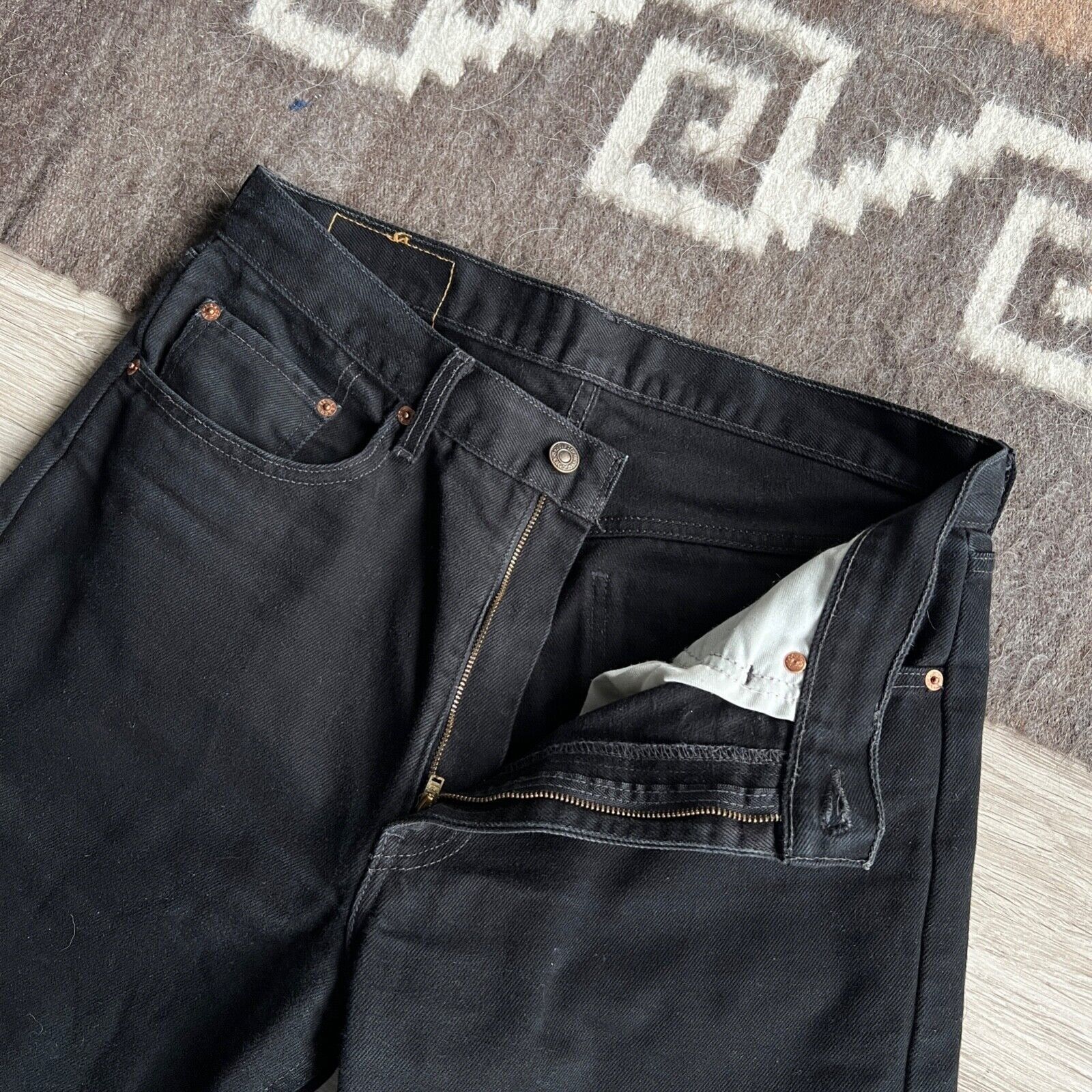 Jean Levi's 615 Orange Tab Vintage Black Denim Jeans 8752AC Size US 33 - 6 Thumbnail