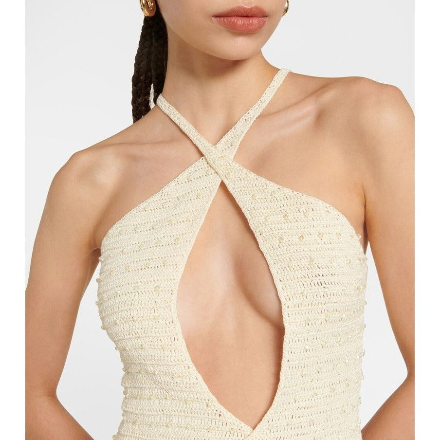 Aya Muse Veluti Embellished Crochet Maxi Dress 2 piece XS