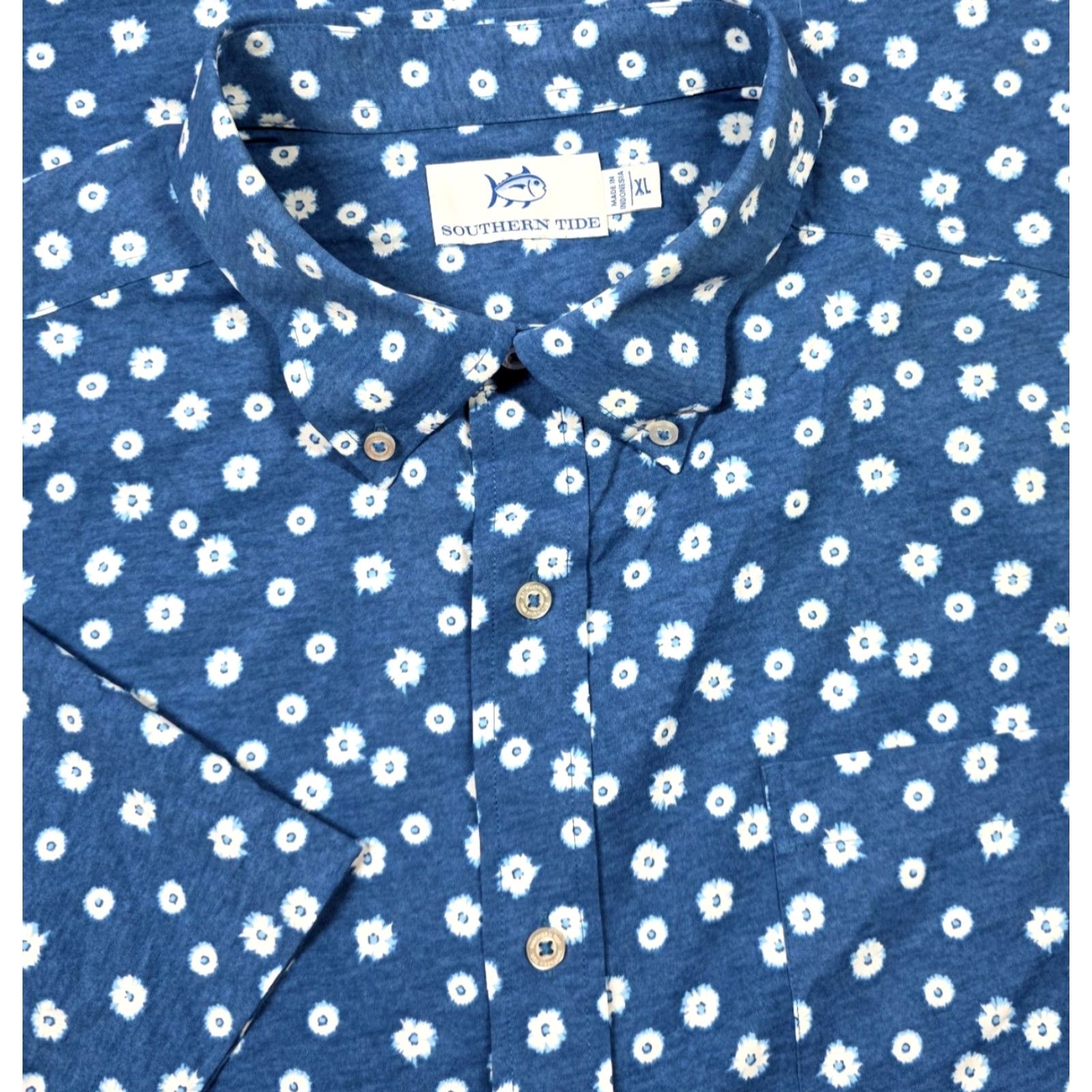 Southern Tide Southern Tide Button-Up Shirt XL Blue Floral Nylon/Spandex Poppin Poppies Sport Shirt Men Regular Lightweight (2010s) Size US XL / EU 56 / 4 - 2 Thumbnail