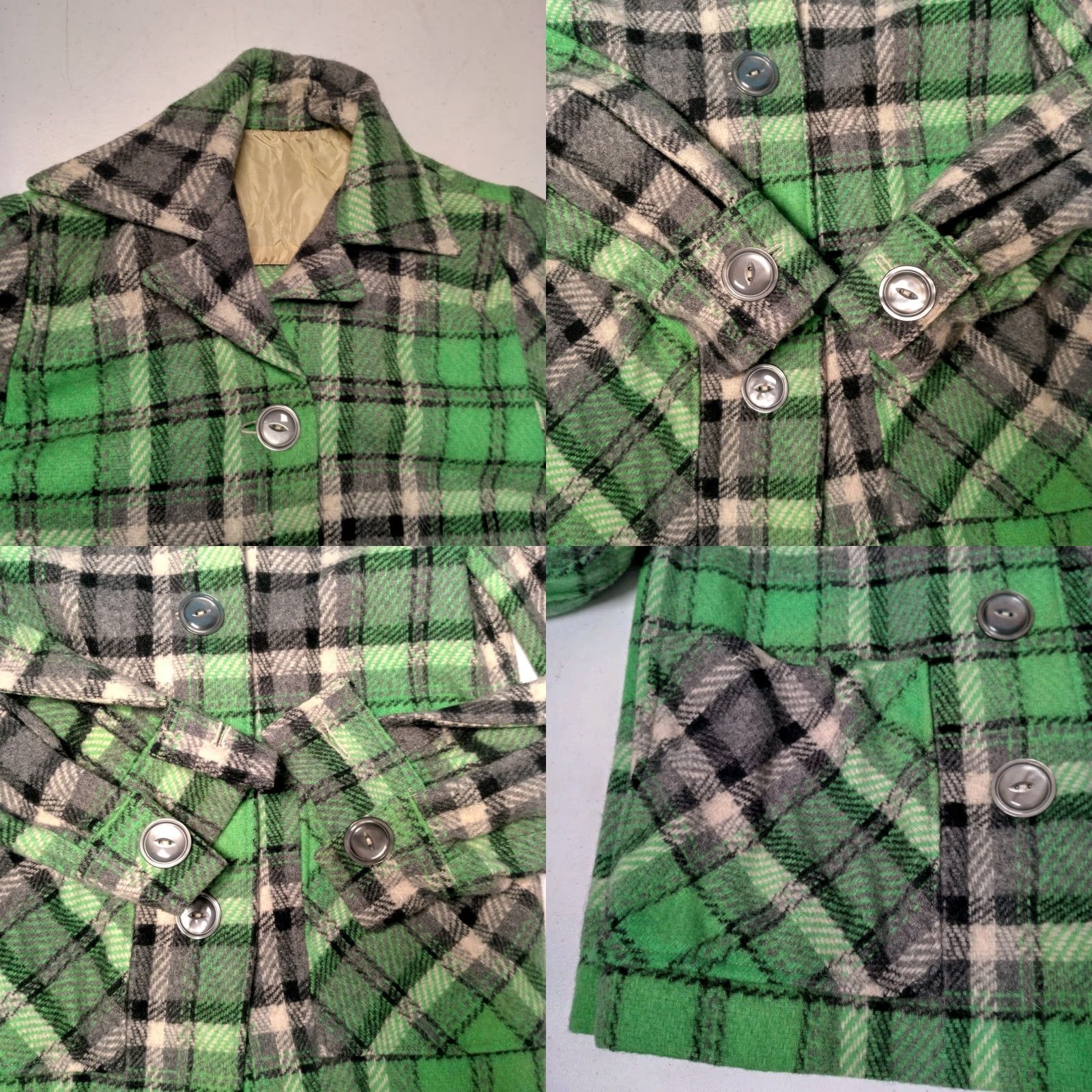 Vintage VINTAGE Womens Coat Shirt Jacket Wool blend Green Black Plaid 1950s 1960s Small SS Women Shirt Jacket Wool blend Green Black Plaid 1950s 1960s Size S / US 4 / IT 40 - 8 Thumbnail