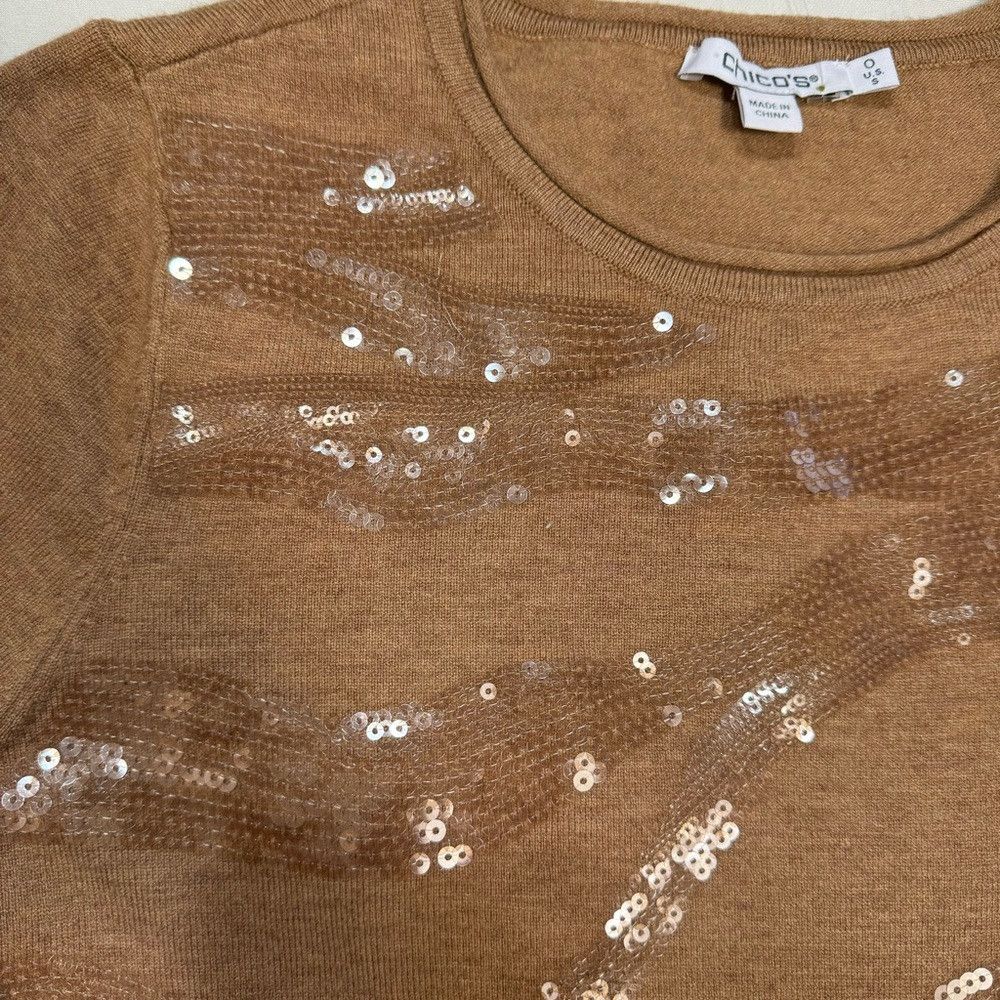 Chicos New Chico's ECOVERO Sequin Animal Print Soft Sweater Size 0 Size S / US 4 / IT 40 - 9 Thumbnail