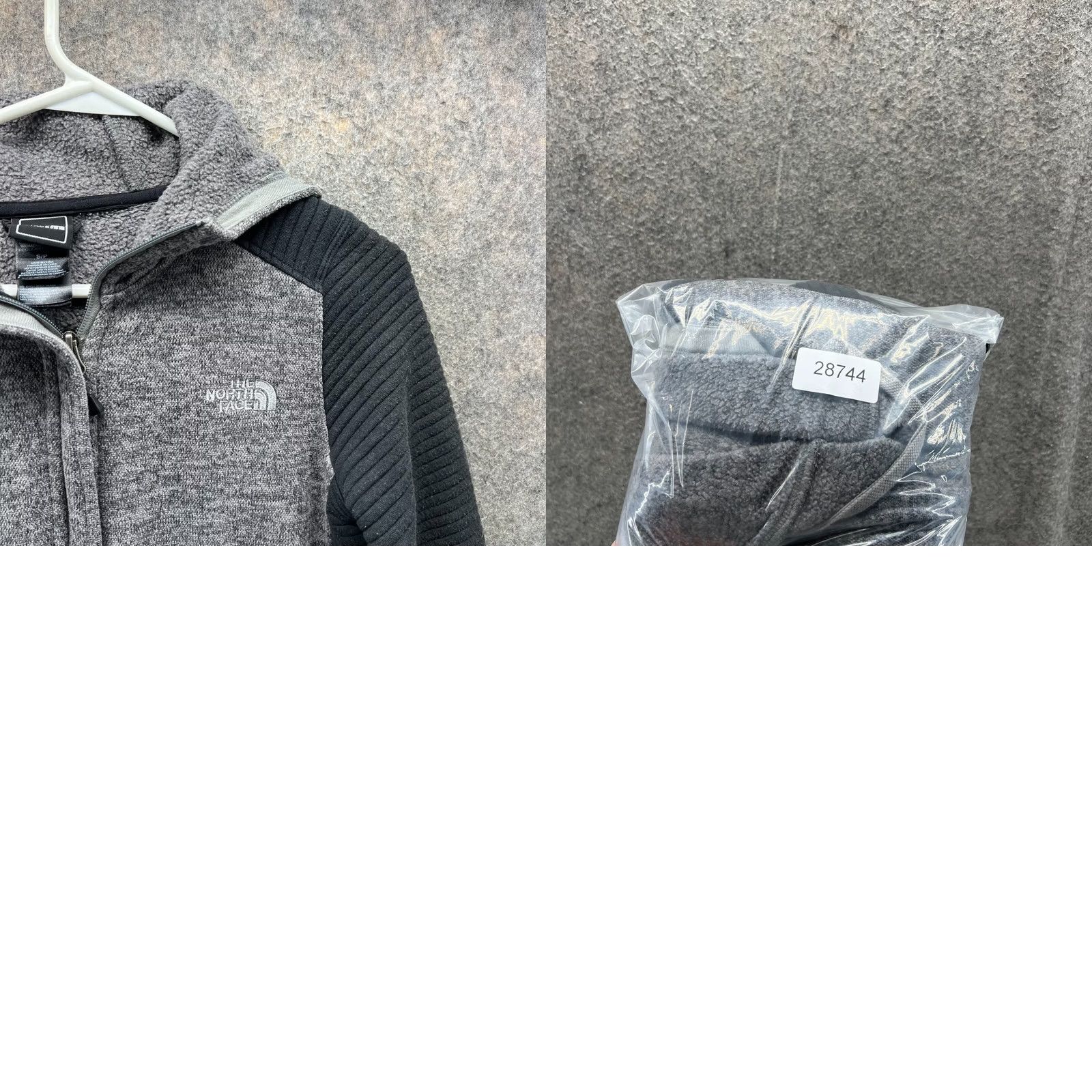 The North Face VINTAGE The North Face Hoodie Women Small Gray Fleece Full Zip Jacket Drawstring Ribbed Pattern: Solid, Logo, Size S / US 4 / IT 40 - 9 Thumbnail