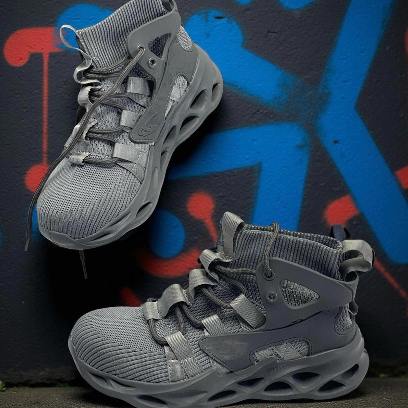 Wasted Paris Gray High-Top Sneakers with steel toes - size 6W - Mint! Size US 6 / IT 36 - 1 Thumbnail