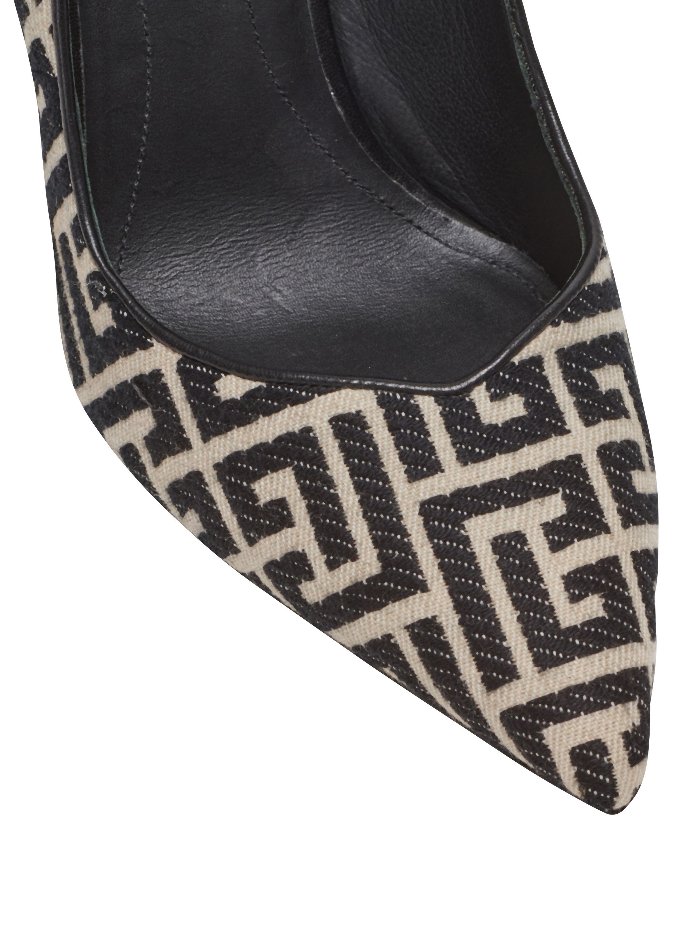 Balmain o1s1wg110925 Ruby Stilettos With Jacquard Monogram in Black Size US 8 / IT 38 - 6 Thumbnail
