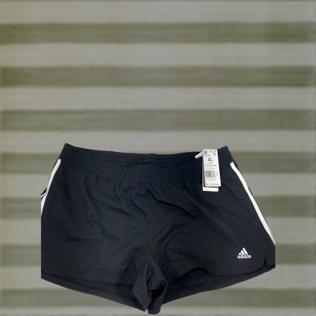 Adidas Adidas Pacer 3 Stripe Woven Shorts Womens XL Black Sport Gym & Training NWT Size 40" / US 18 - 1 Thumbnail