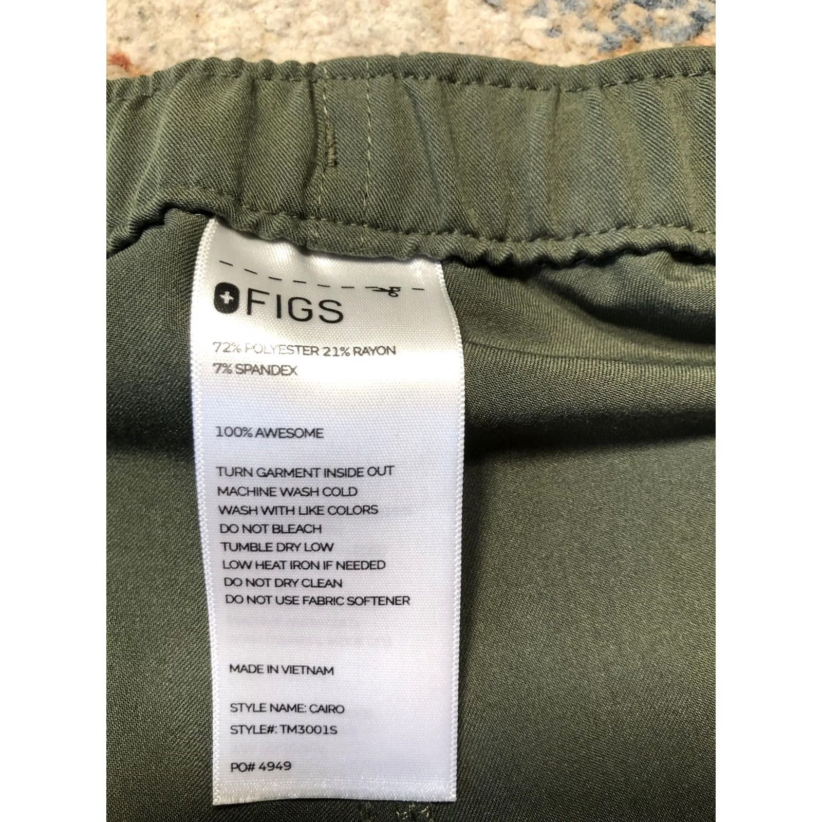 Vintage FIGS Cairo Pants Mens 37x29 Green Technical Collection Cargo Scrub Elastic Waist Size US 33 - 6 Thumbnail