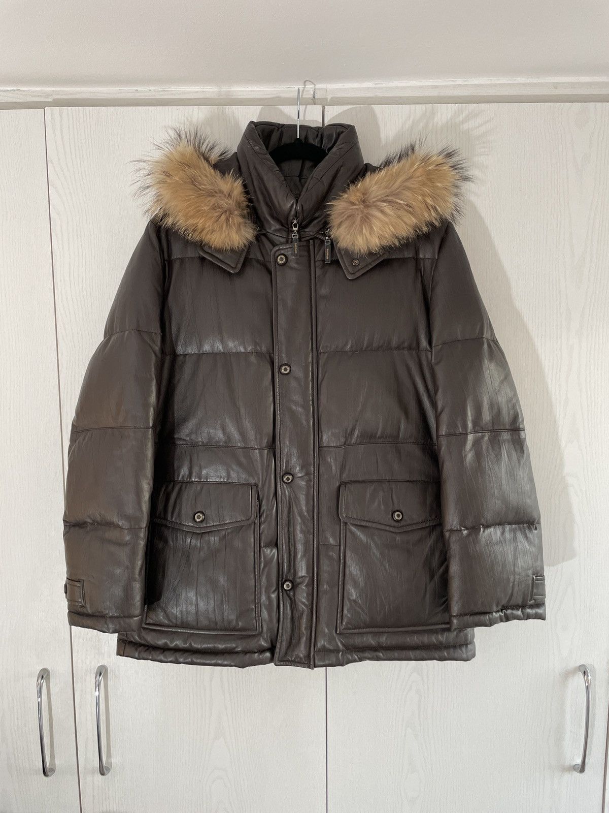 Balmain Balmain Paris Leather Down Puffer Jacket Brown Size US L / EU 52-54 / 3 - 1 Thumbnail