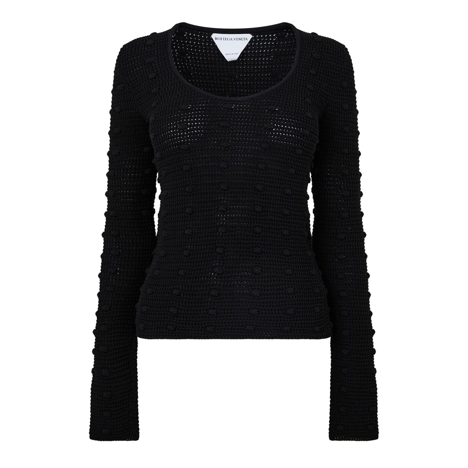 Bottega Veneta Bottega Veneta Scoop Neck Long Sleeve Sweater in Black Size L / US 10 / IT 46 - 1 Thumbnail