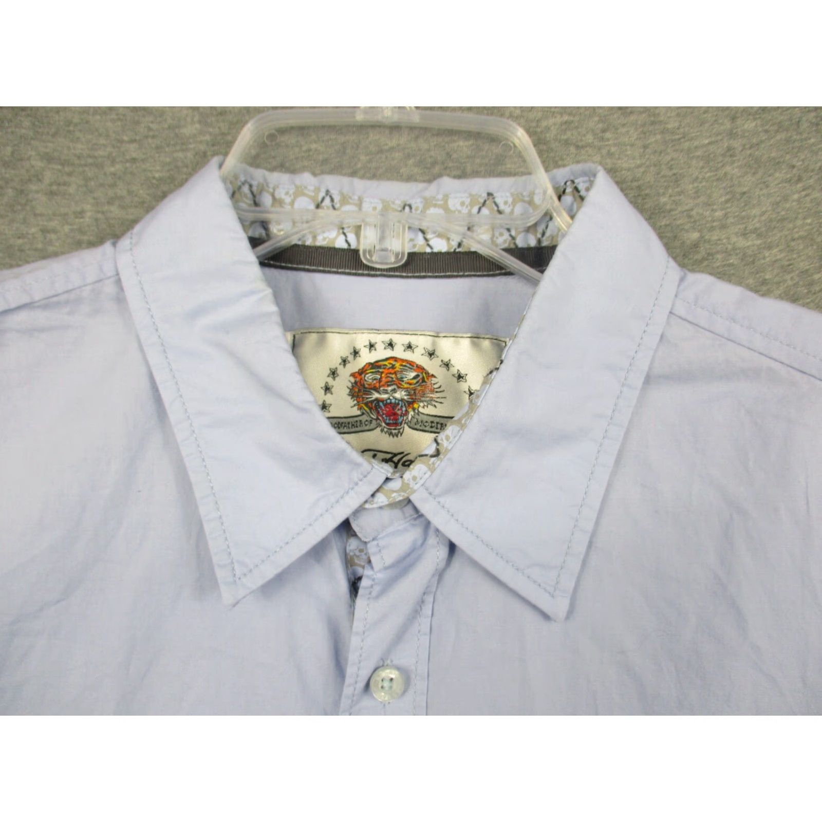 Ed Hardy VINTAGE Ed Hardy Shirt Large Embroidered Skull & Crossbones Mens Size US L / EU 52-54 / 3 - 4 Thumbnail
