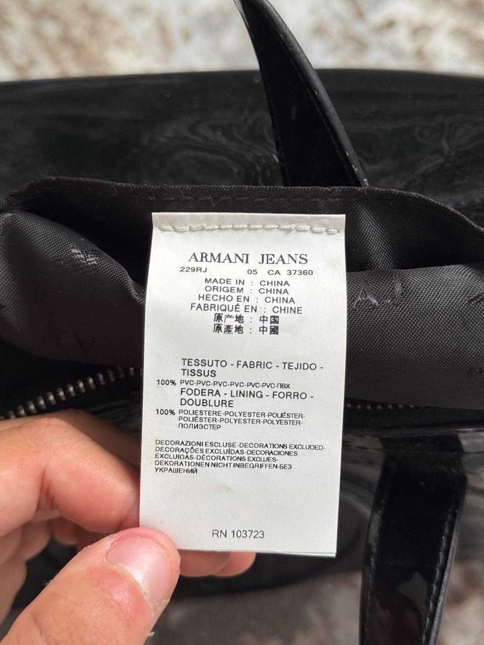 Emporio Armani Armani Jeans Black Patent Handbag Tote Bag Icon Logo Size ONE SIZE - 7 Thumbnail