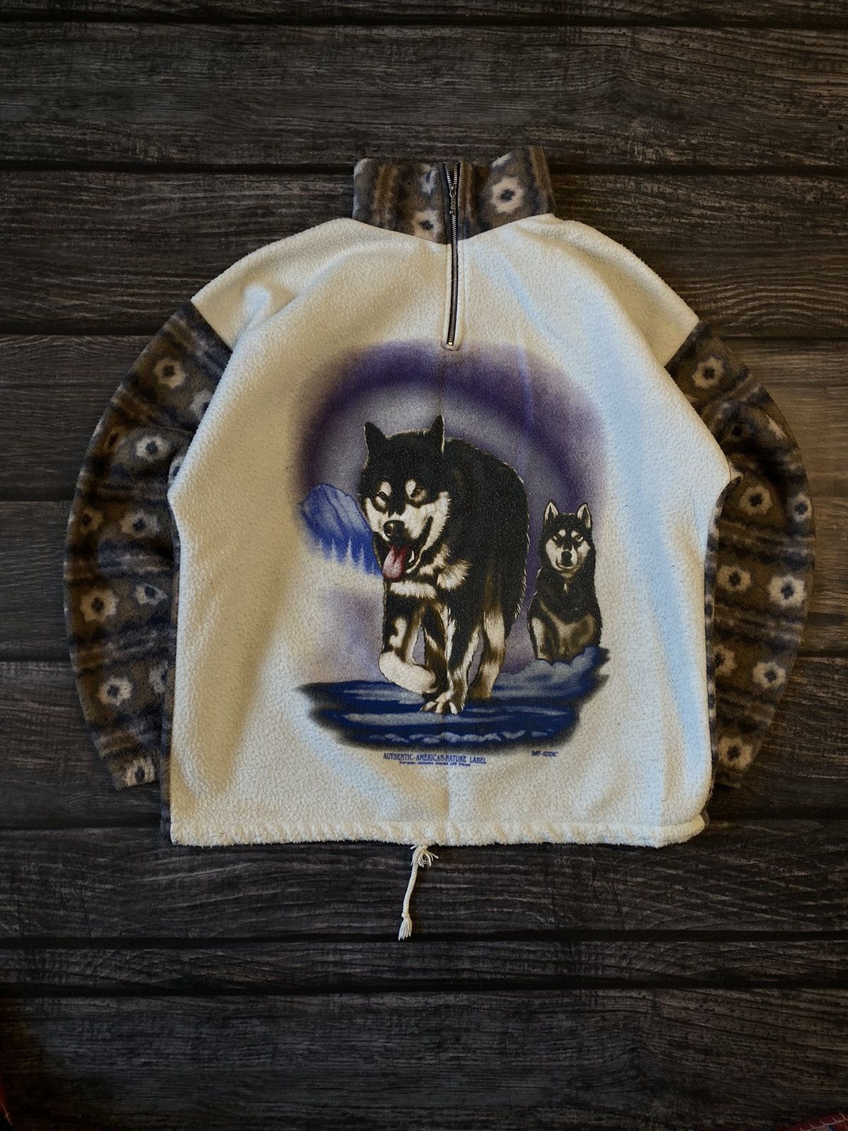 🔥ANIMAL PRINT WOLF FLEECE 1/3 zip sweatshirt y2k