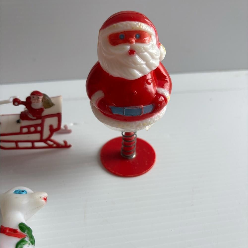 Designer 4 Vintage Plastic Christmas Decorations, pop up Santa,etc Size ONE SIZE - 4 Thumbnail