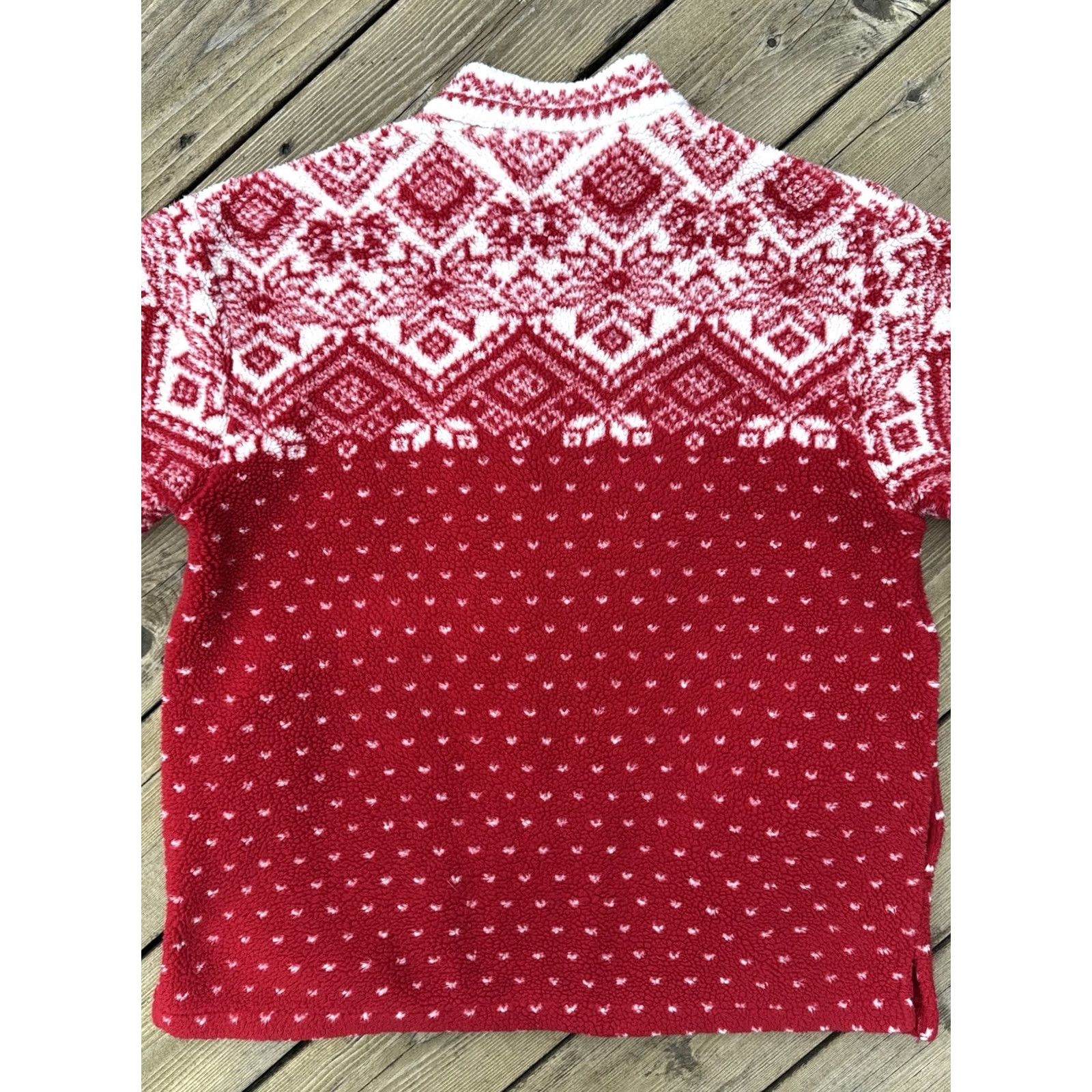 Northern Reflections VINTAGE Northern Reflections Sherpa Fleece Jacket Full Zip Nordic Fair Isle Red Womens L Size L / US 10 / IT 46 - 6 Thumbnail