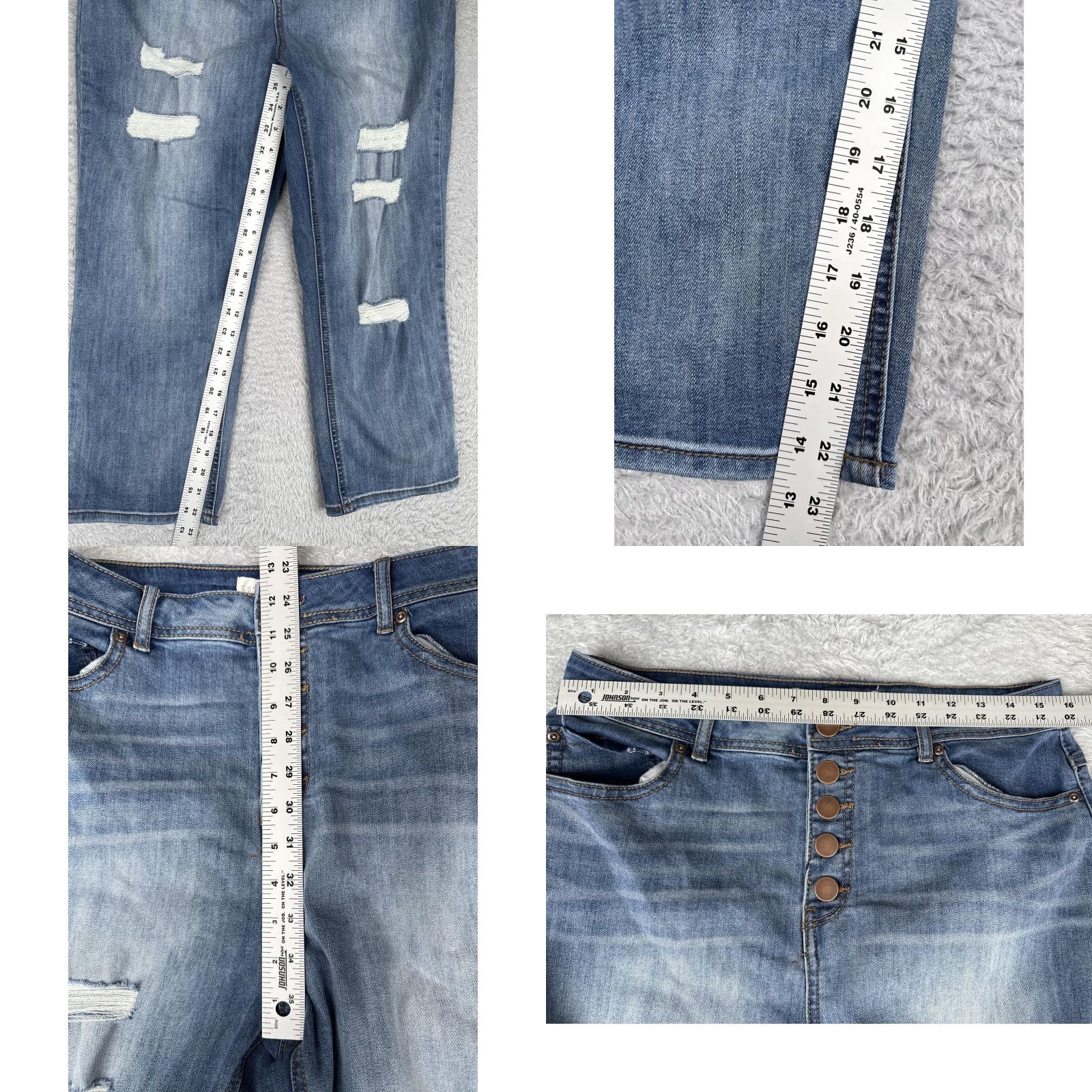 Denime C EST. 1946 Jeans Women 12 Blue Distressed Button Fly Stretch Straight Leg Denim Jeans Size 34" / US 12 / IT 48 - 8 Thumbnail