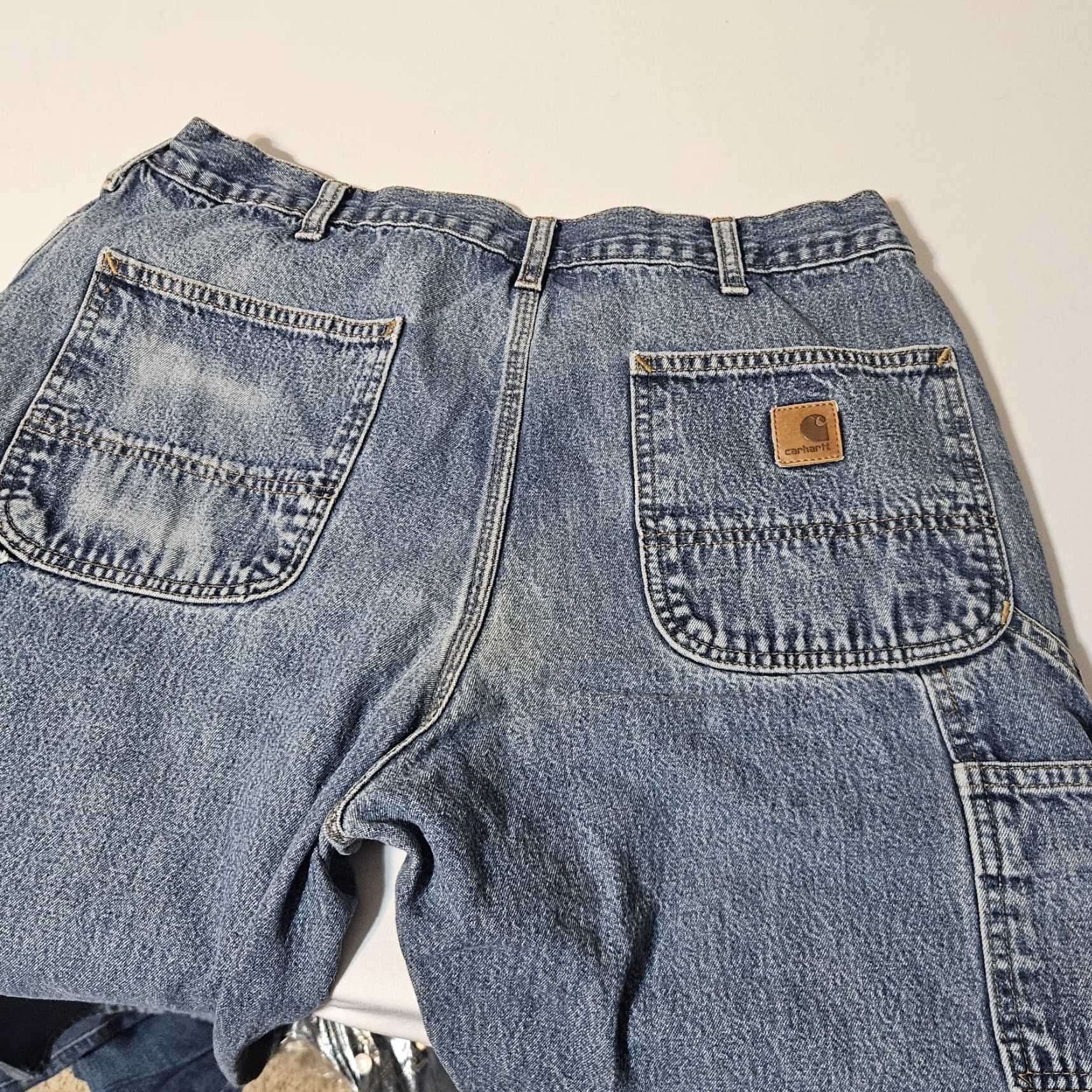 Carhartt Carhartt Jeans Mens 34x28 Blue Denim Loose Original Fit B13 DPS Carpenter Work Jeans Relaxed Straight Mens Blue Denim Regular 34x28 Size US 34 / EU 50 - 5 Thumbnail