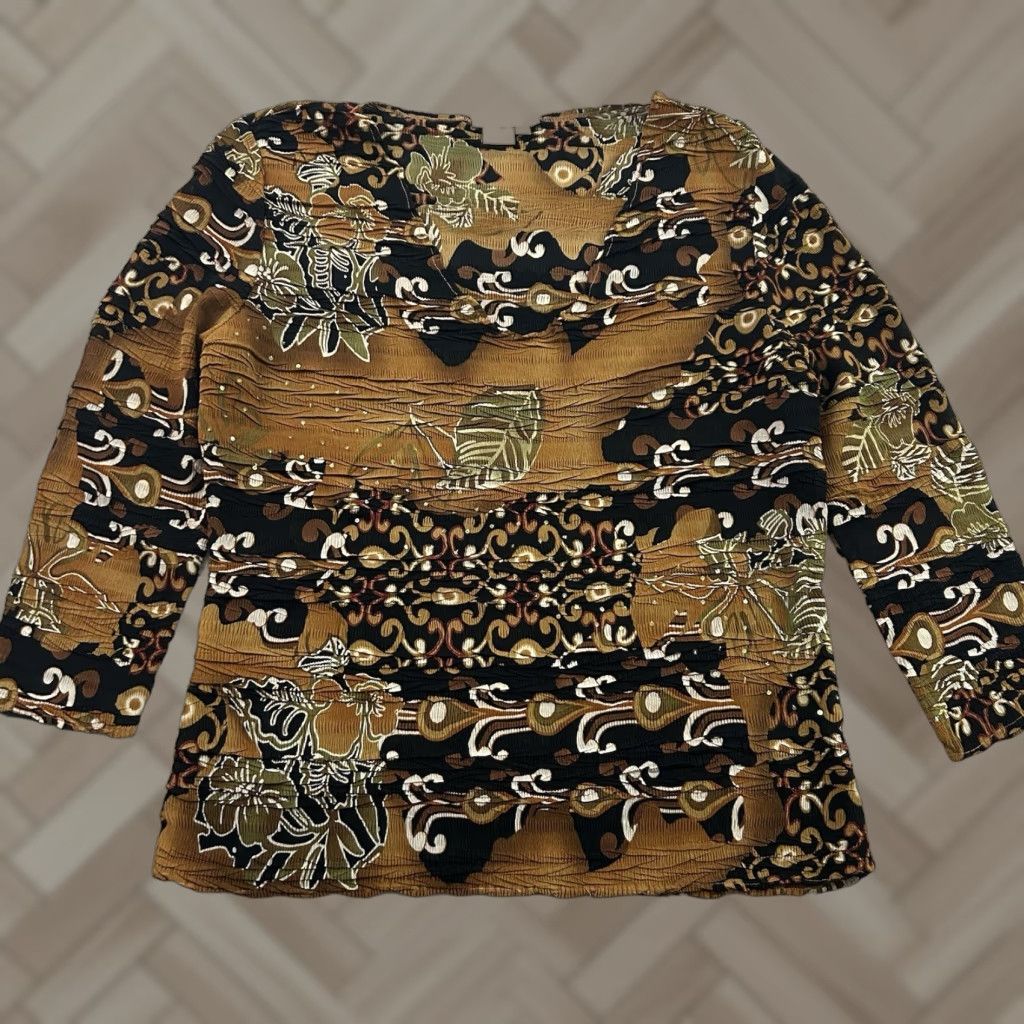 Vintage Alberto Makali Blouse Sequin Floral Top Women's L Brown Black Size L / US 10 / IT 46 - 1 Thumbnail