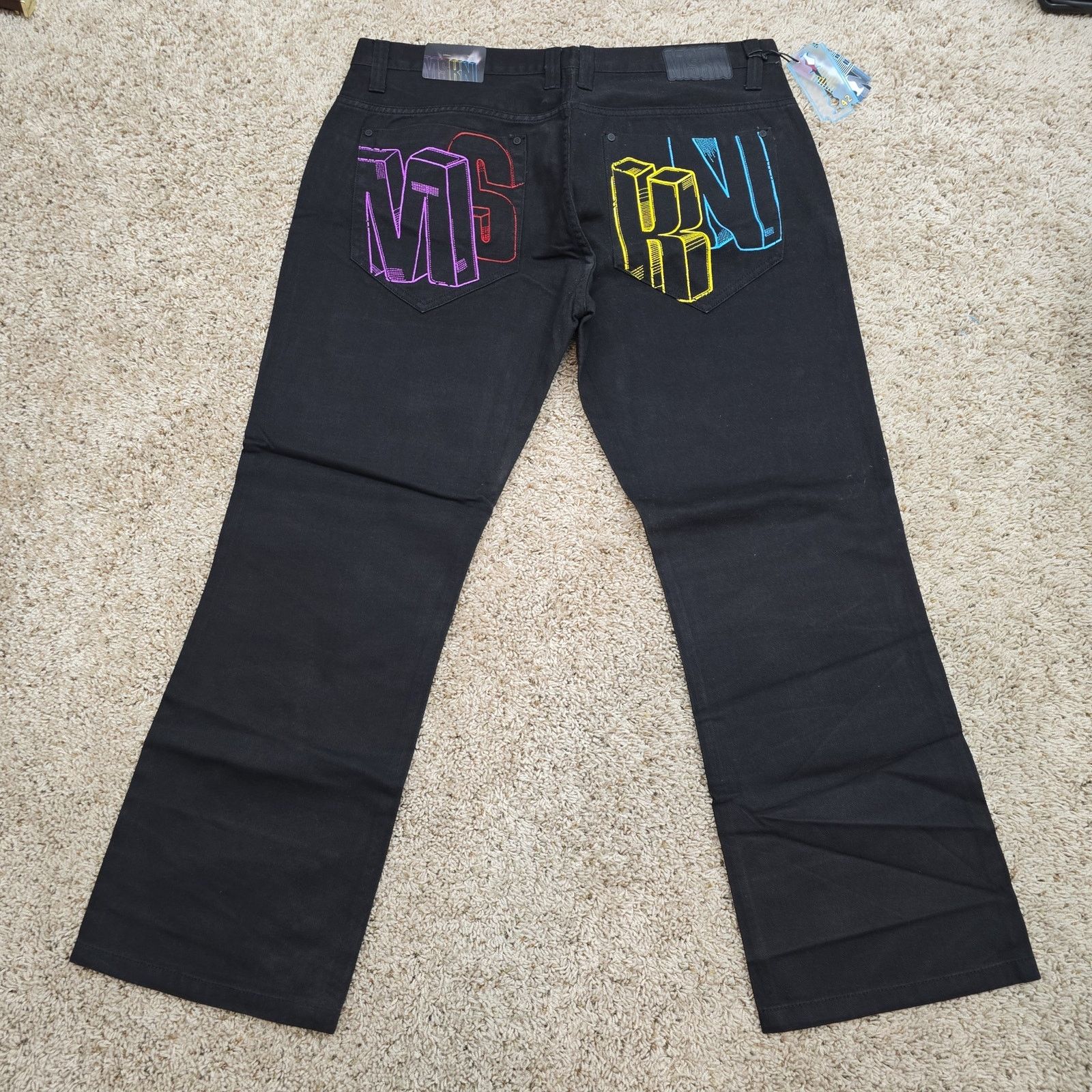 Vintage NOS DS Vintage Y2K Miskeen Baggy Block Denim Jeans 42x33 Size US 42 / EU 58 - 1 Thumbnail