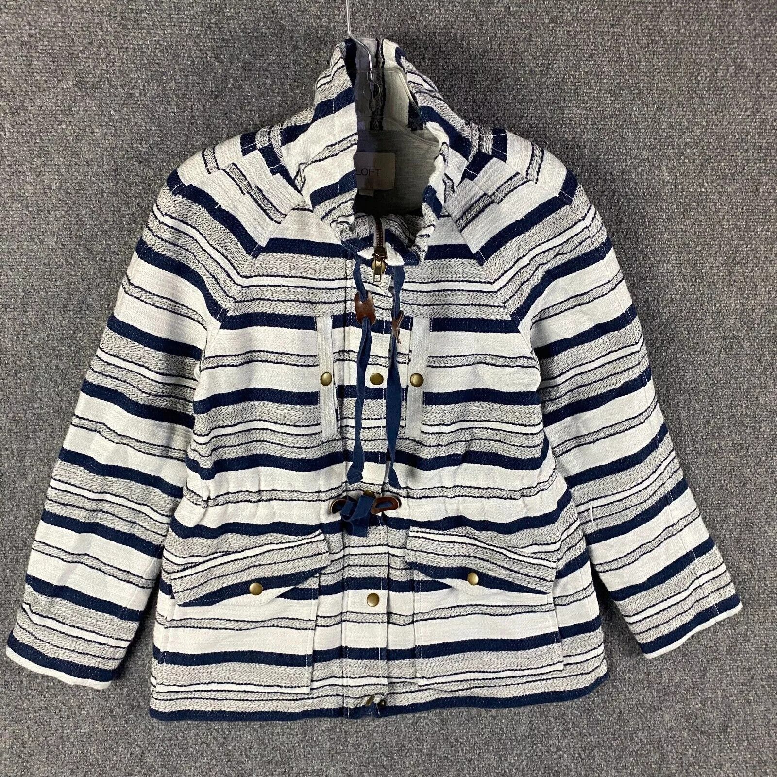 Loft LOFT Jacket Women's Small Striped Mock Neck Snap Full Zip Size S / US 4 / IT 40 - 1 Thumbnail