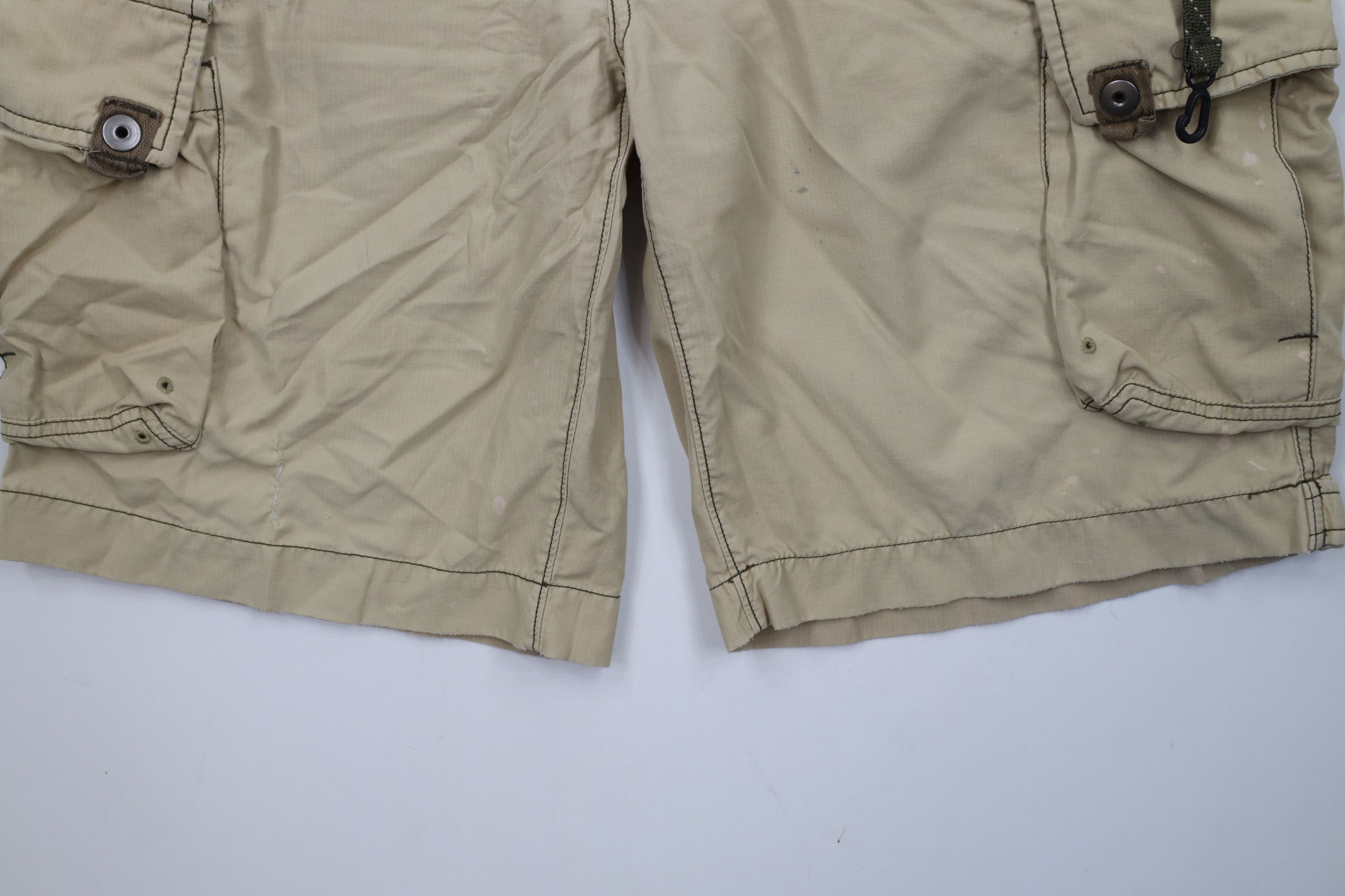 Gap × Vintage Vintage Y2K 2003 Gap Distressed Cargo Shorts Beige Khaki Size US 34 / EU 50 - 4 Thumbnail