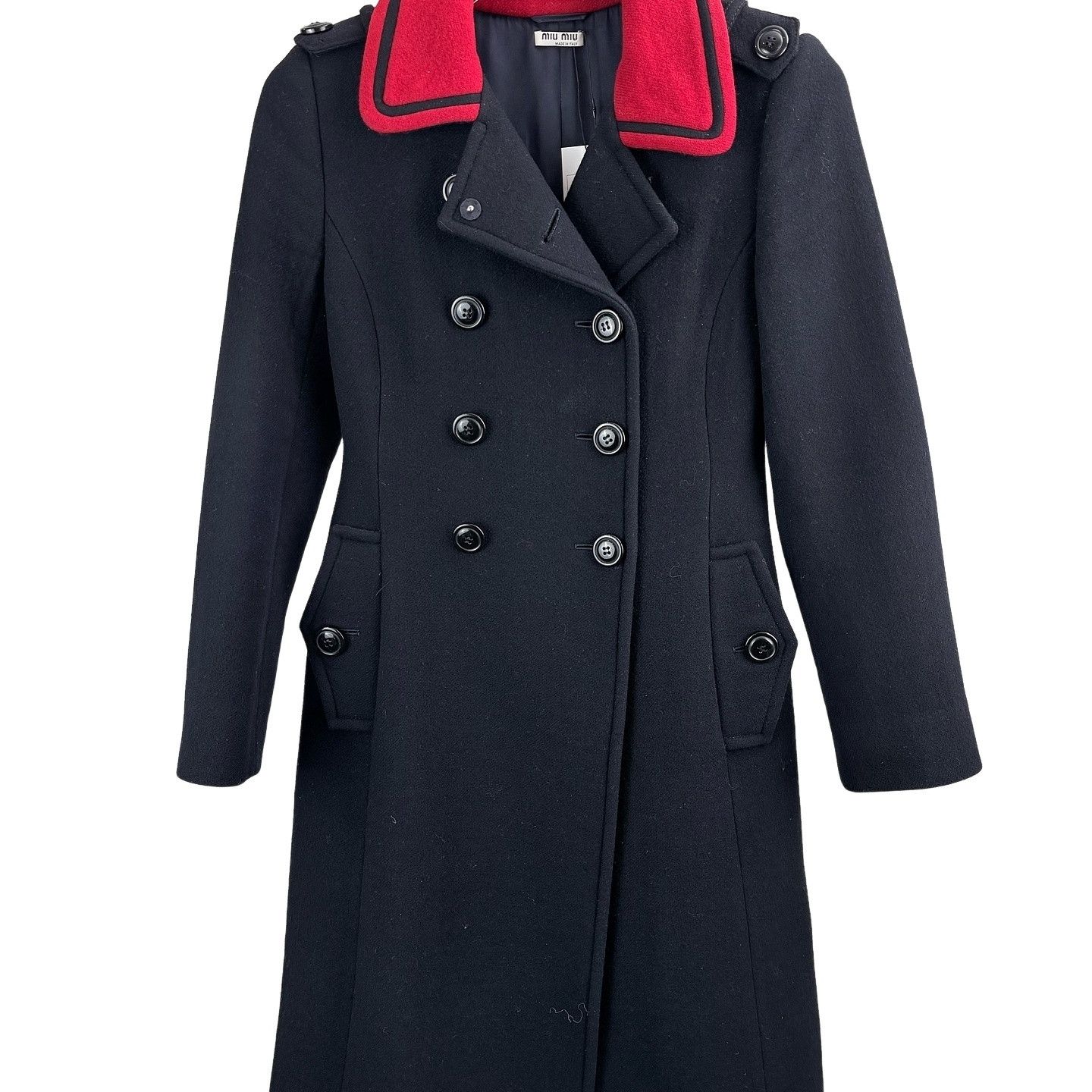 Miu Miu Miu Miu Red Collar Double Breasted Coat Size 40 | Grailed