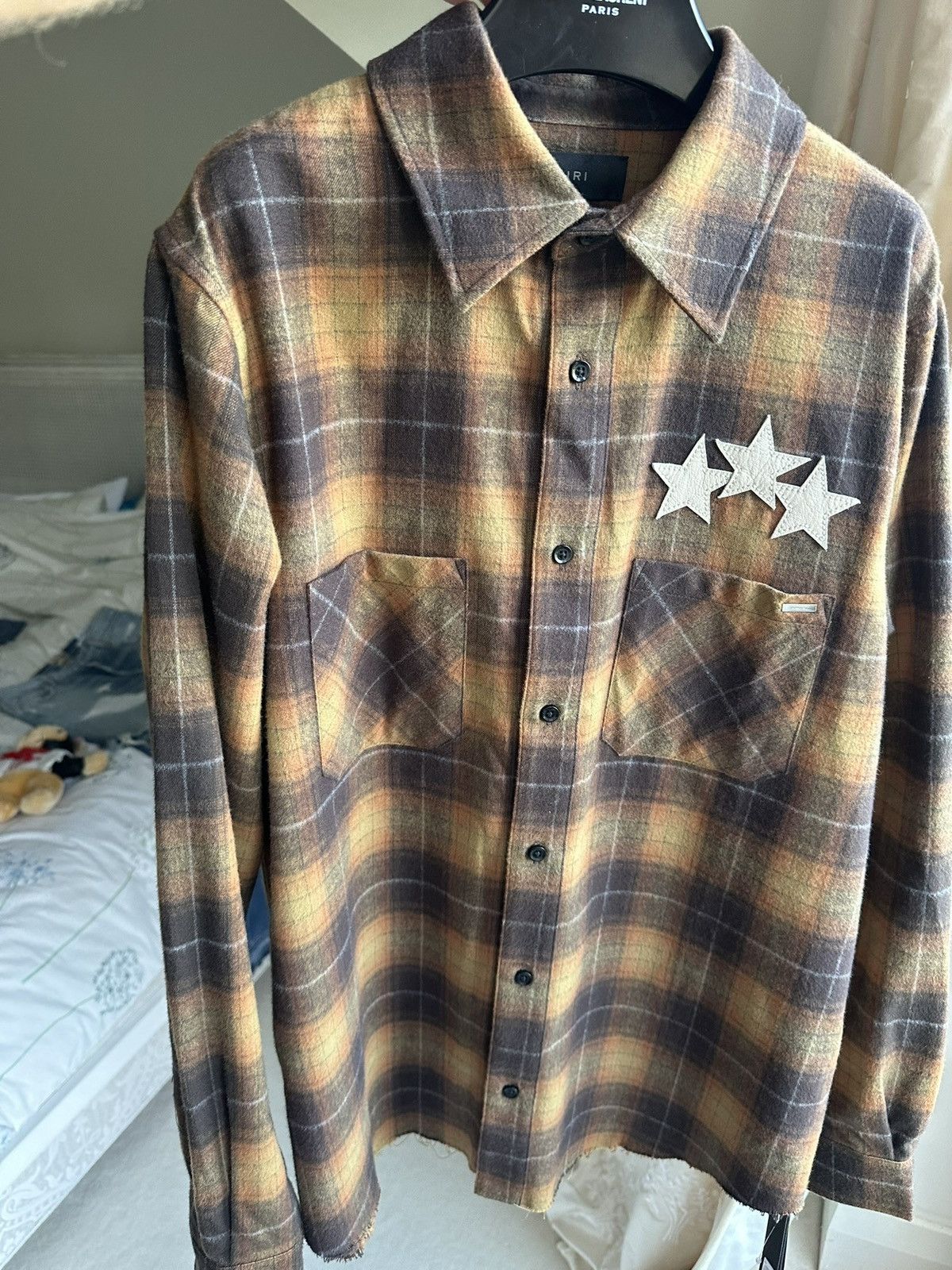 Amiri $890 Amiri leather star flannel shirt chai tea $890 🤑 Size US M / EU 48-50 / 2 - 18 Thumbnail