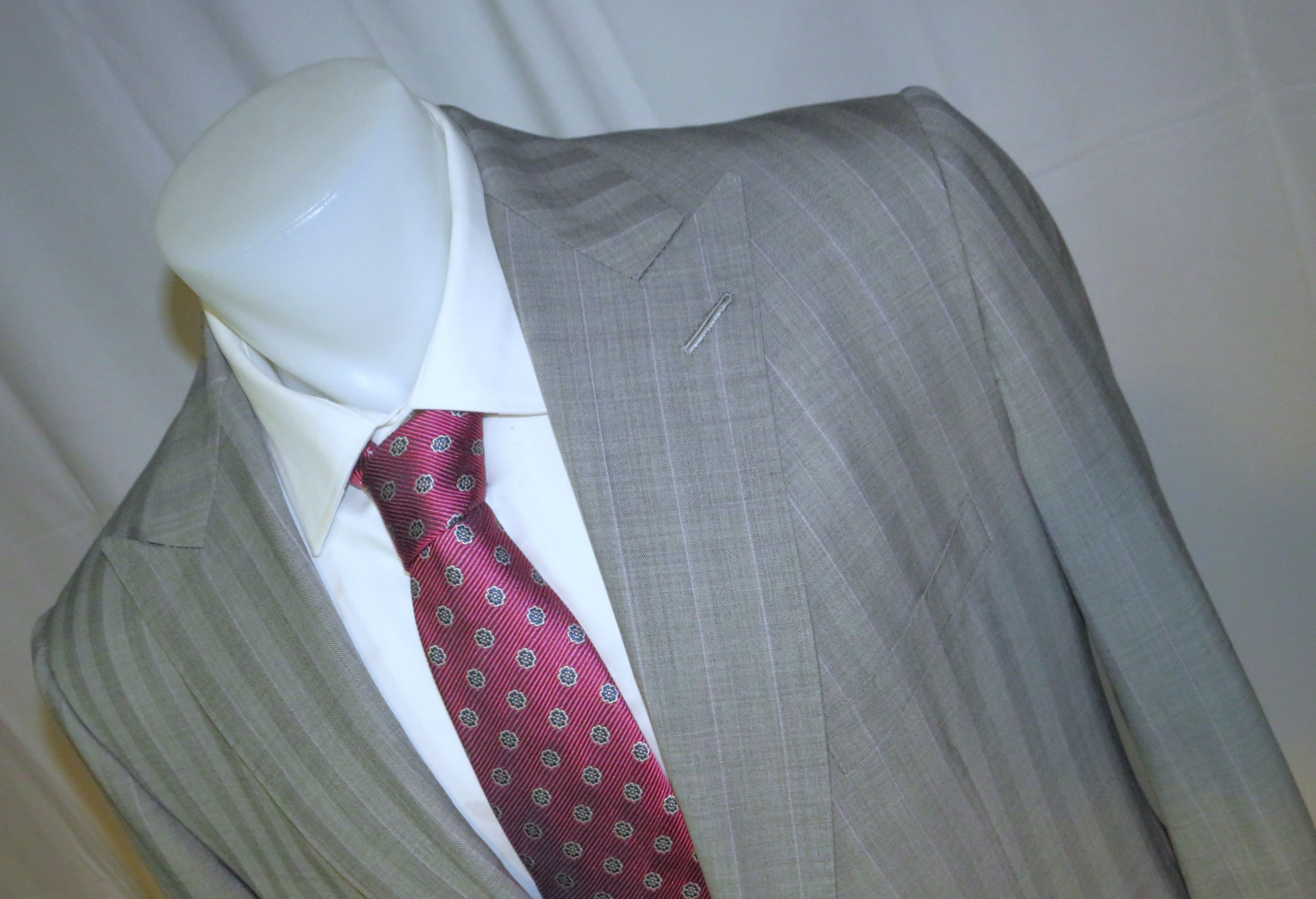 Alan Flusser Gray Stripe Bespoke Peak Lapel Two Button Suit 42R Size 42R - 6 Thumbnail