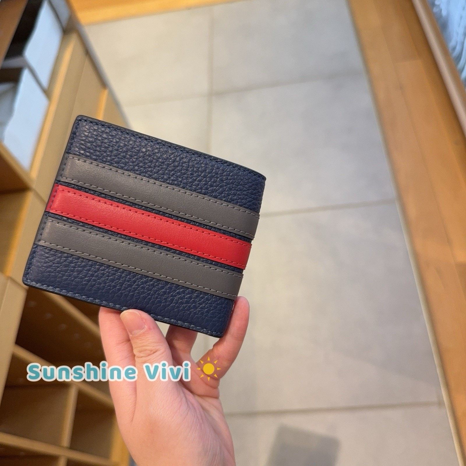 Coach NWT Coach Id Billfold Wallet Varsity Stripe Deep Blue CDC89 Size ONE SIZE - 3 Thumbnail