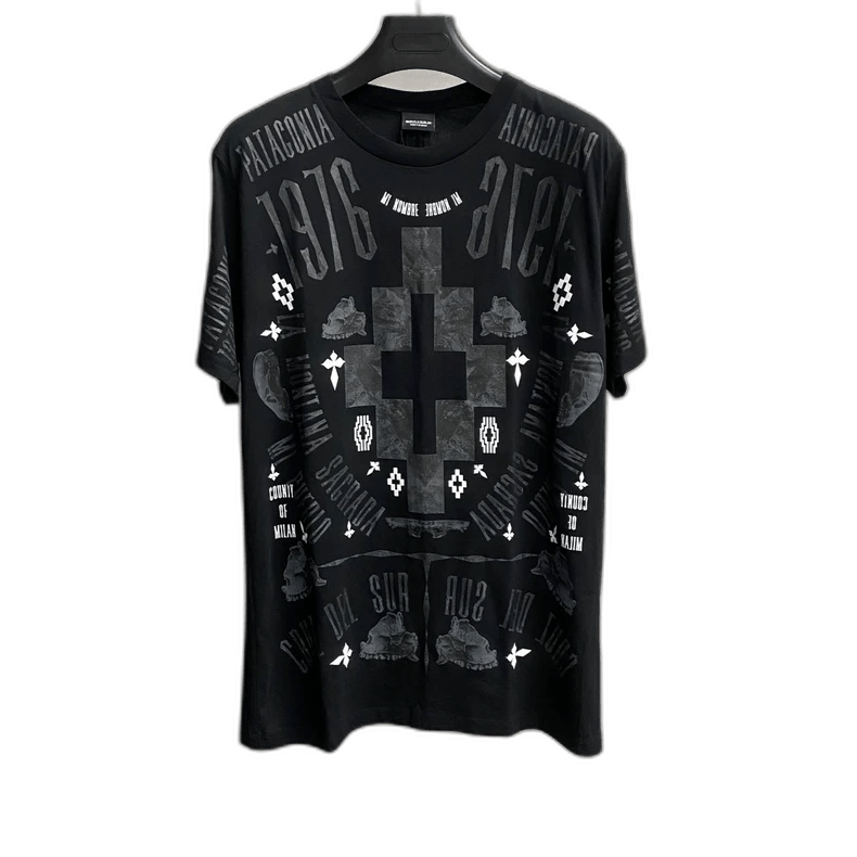 Marcelo Burlon Marcelo Burlon Black Printed Short Sleeve Shirt Size US L / EU 52-54 / 3 - 1 Thumbnail