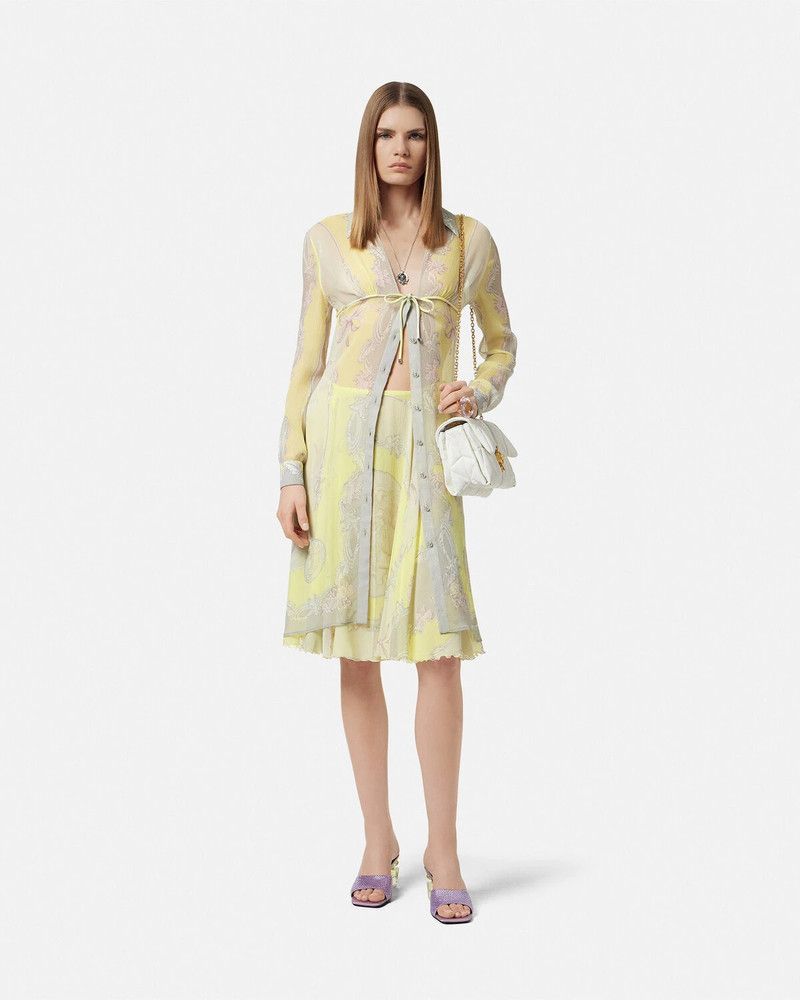 Versace o1y0226 Midi Skirt in Pastel Yellow/Light Gray Size 28" / US 6 / IT 42 - 5 Thumbnail