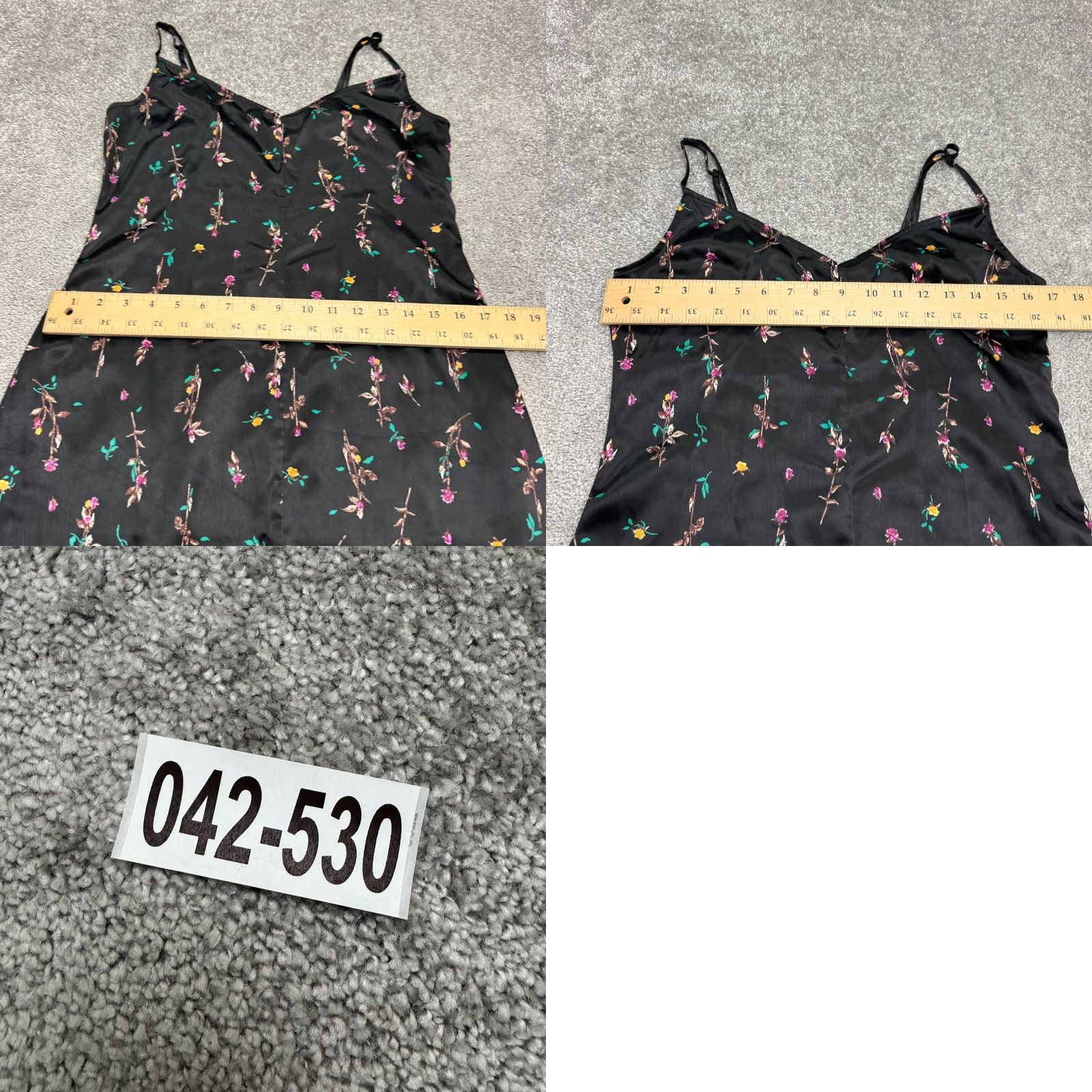 Vintage AFRM Floral Satin Midi Slip Dress Womens Small Black V-Neck Spaghetti Strap Size S / US 4 / IT 40 - 9 Thumbnail