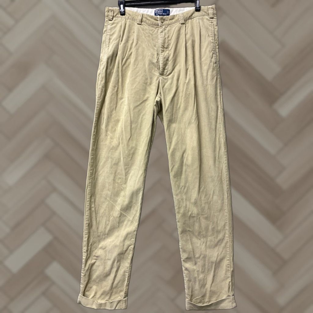 Polo Ralph Lauren Polo Ralph Lauren Pants Men 36x38 Corduroy Light Ginger Straight Leg 90s Button Flat Front Casual 90s Mens Size US M / EU 48-50 / 2 - 1 Thumbnail