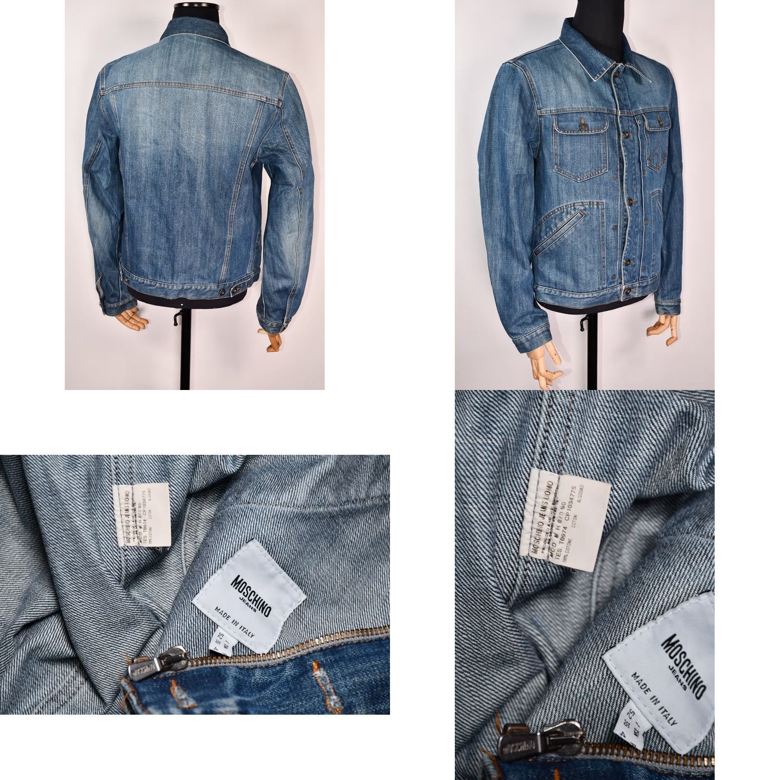 Moschino VINTAGE MOSCHINO Denim Jacket Mens USA 36, Blue, Cotton, 100% Cotton, Button Zip, Solid, Size 36, Made in Italy, Moschino Jacket, Casual Mens Size US XXS / EU 40 - 9 Thumbnail