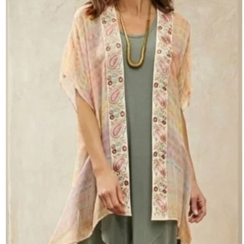 Soft Surroundings Soft Surroundings Floral Embroidered Kimono S/M Boho Cottage Size S / US 4 / IT 40 - 1 Thumbnail