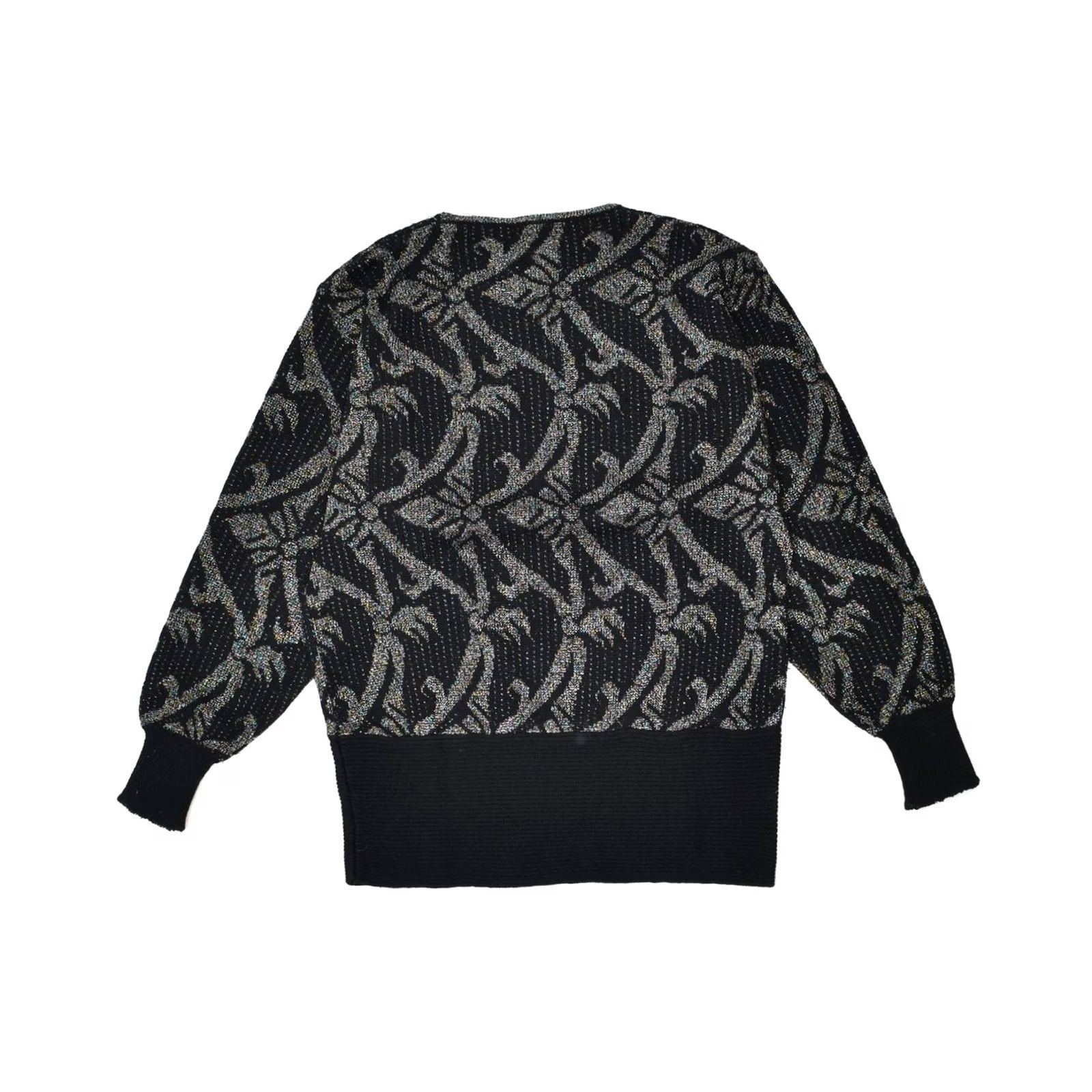 Vintage VINTAGE Womens Jumper Sweater Black Floral Wool Crew Neck IT 44 Medium Size M / US 6-8 / IT 42-44 - 2 Thumbnail